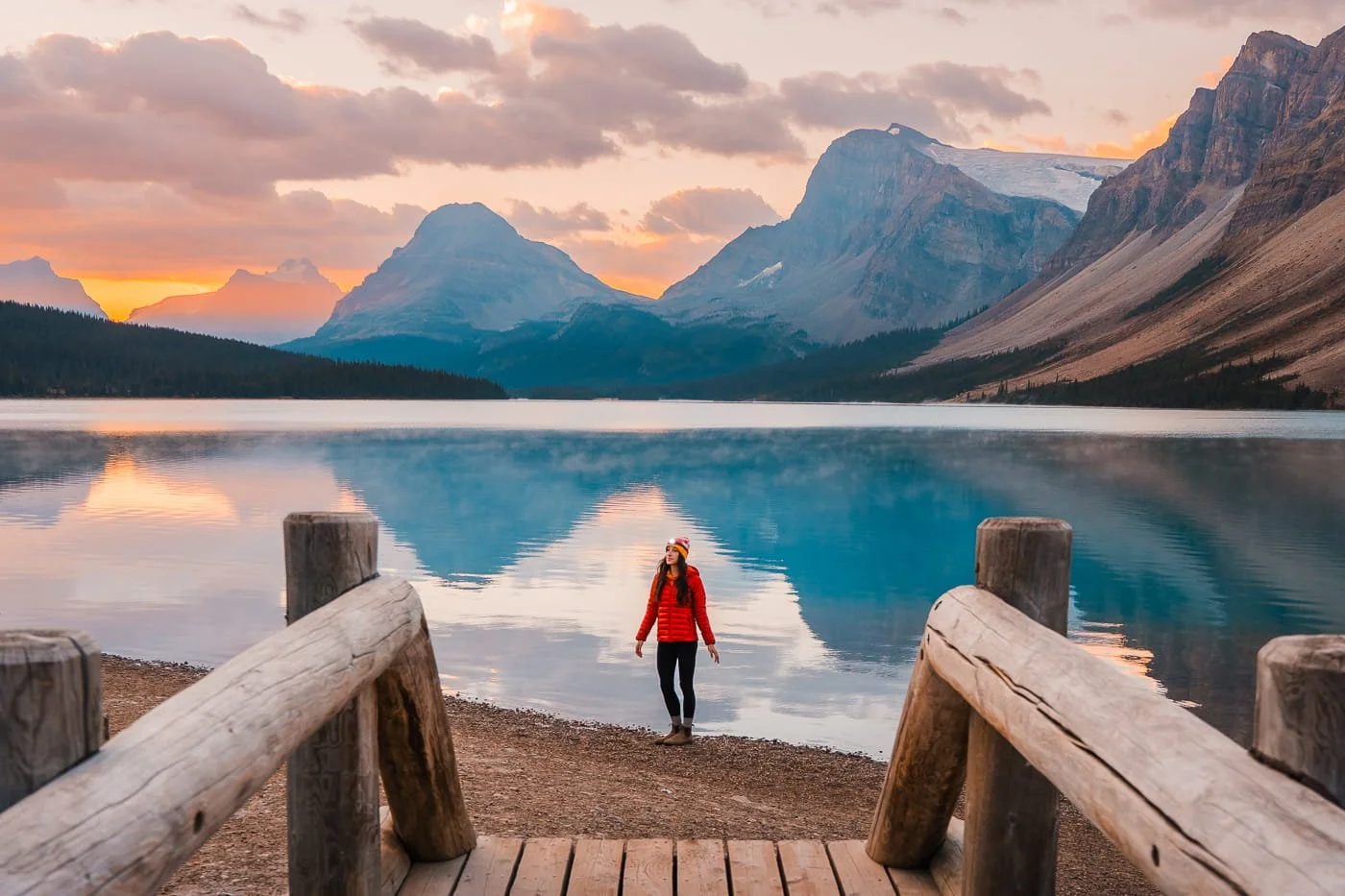 Bow Lake at Sunrise in Banff National Park
