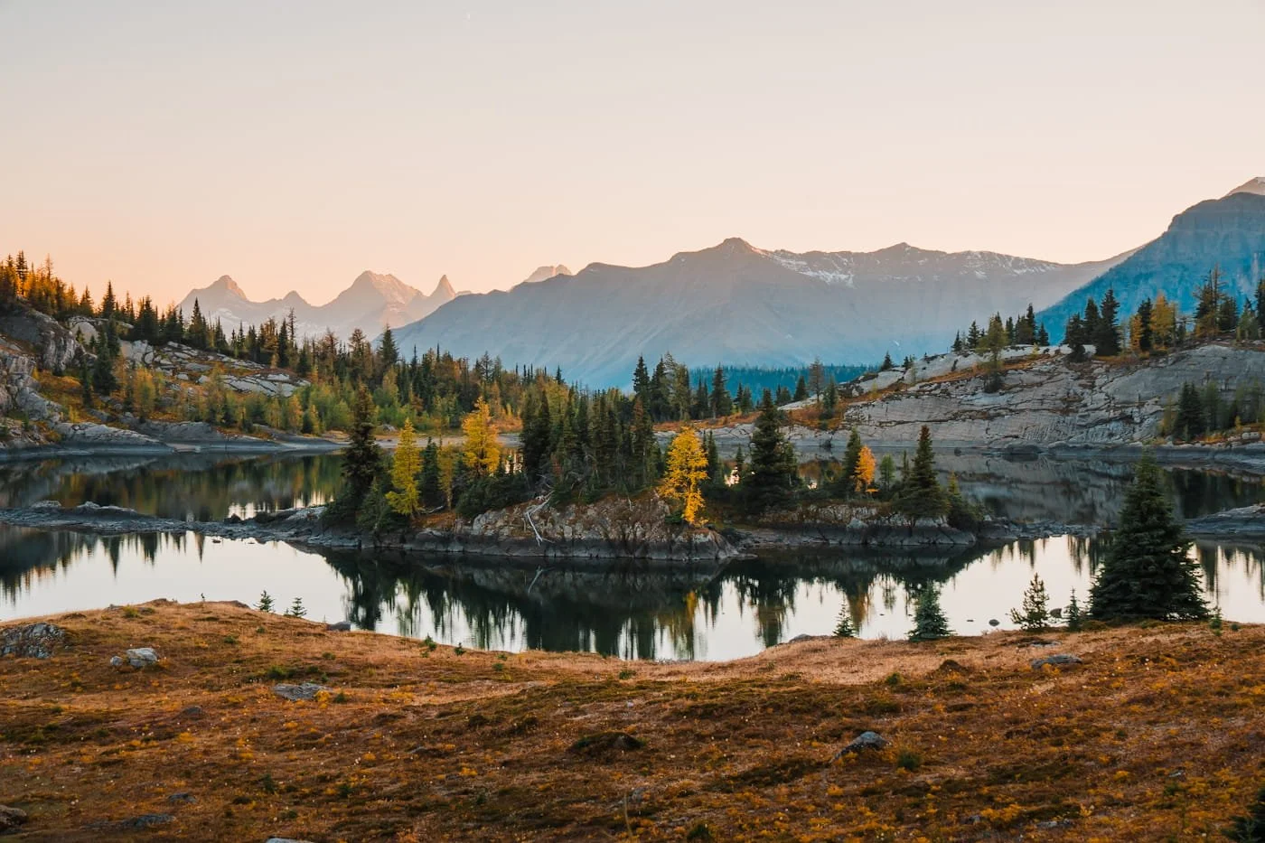 Rock Isle Lake at sunset near Sunshine Mountain Resort