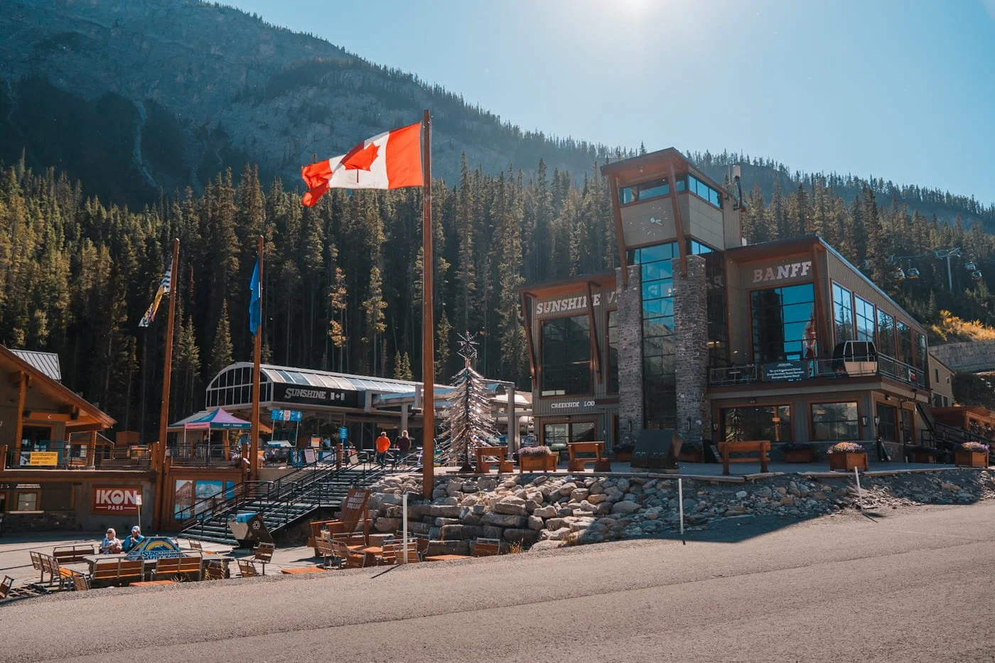 Summertime at the Sunshine Mountain base village in Banff Alberta