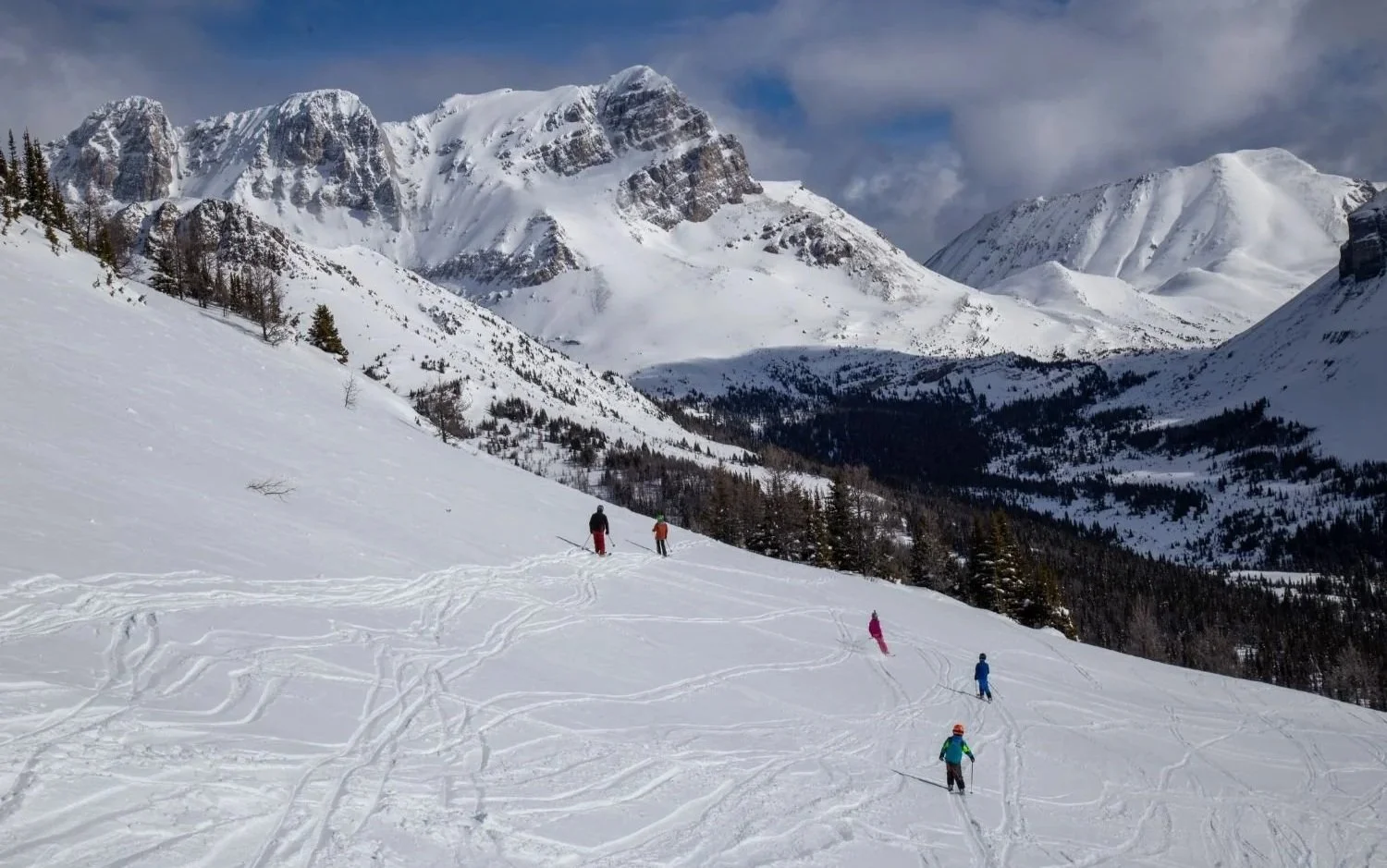 skiers on snow at the lake louise ski resort in banff national park