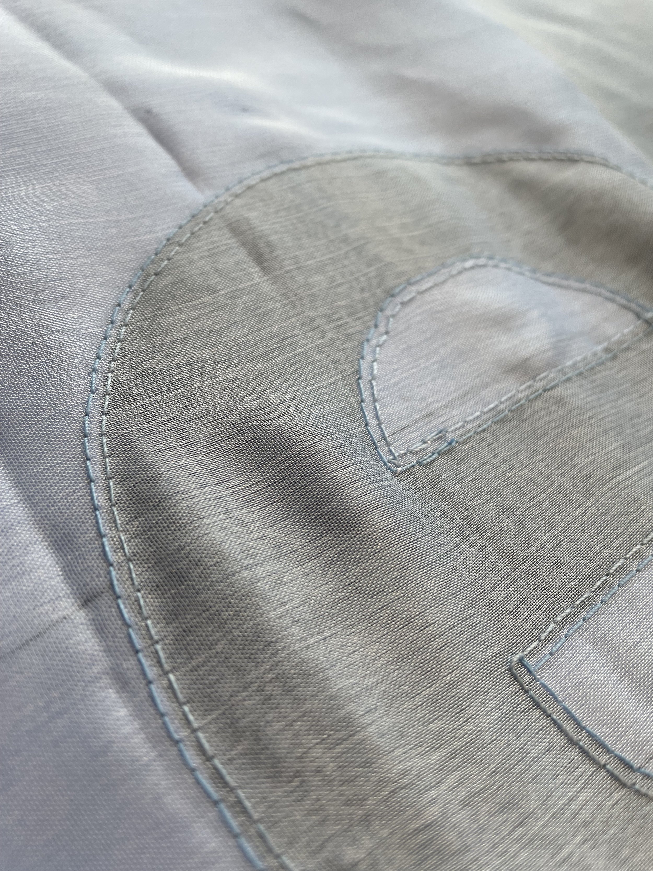 THE SHEER AUDACITY progress detail twin needle stitching of appliqué