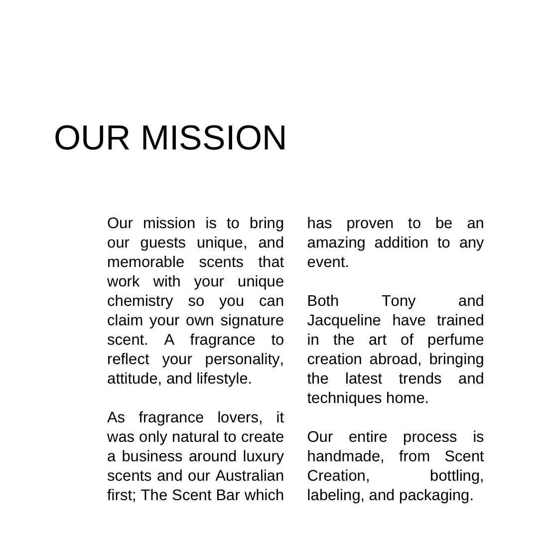 Early on, we realized that we wanted to focus on creating a memorable experience at weddings and events with our custom fragrances and knew it's what we wanted to specialize in. If you're looking for a unique idea for your next event then let's chat 