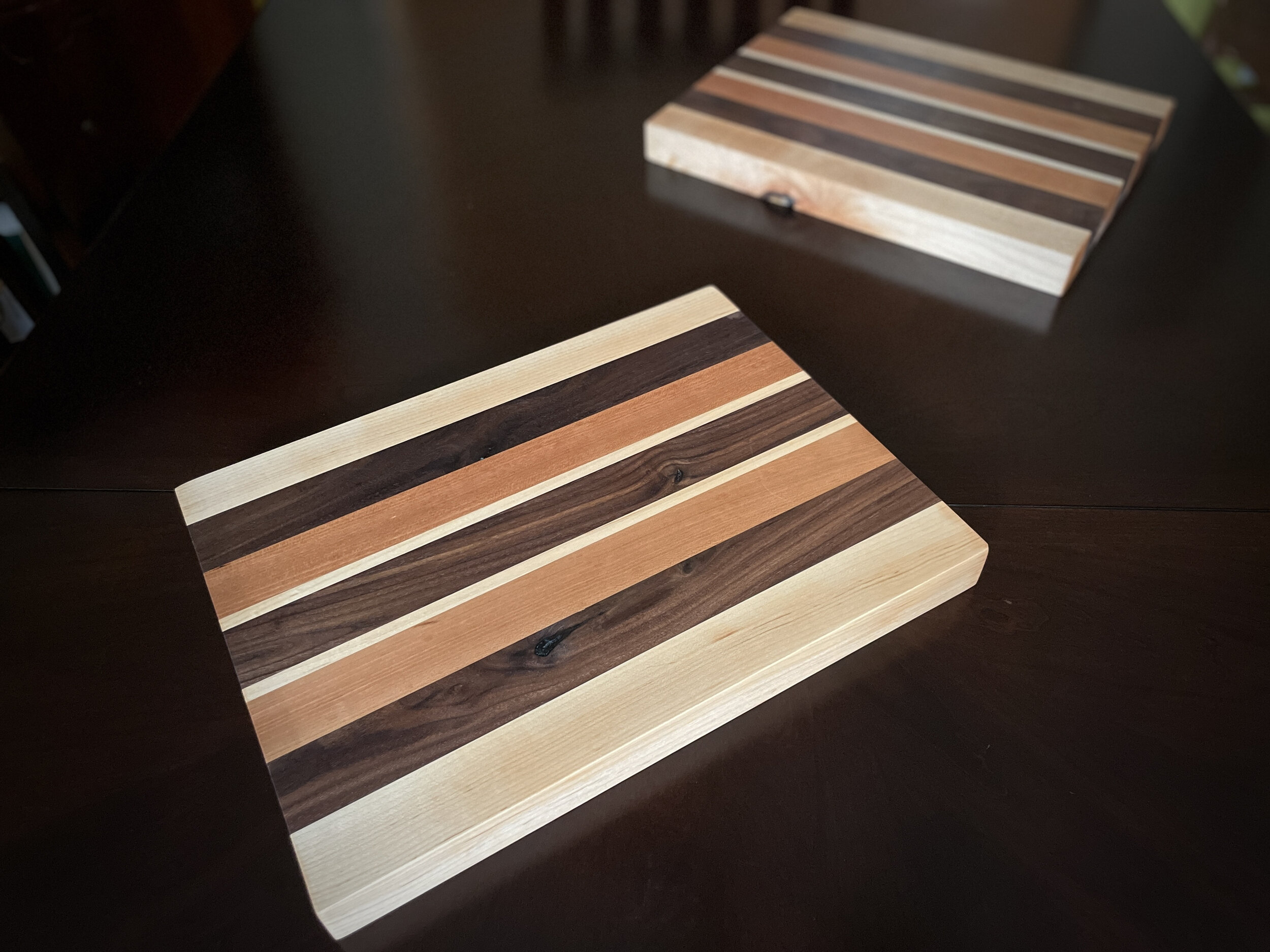maple cherry walnut cutting board