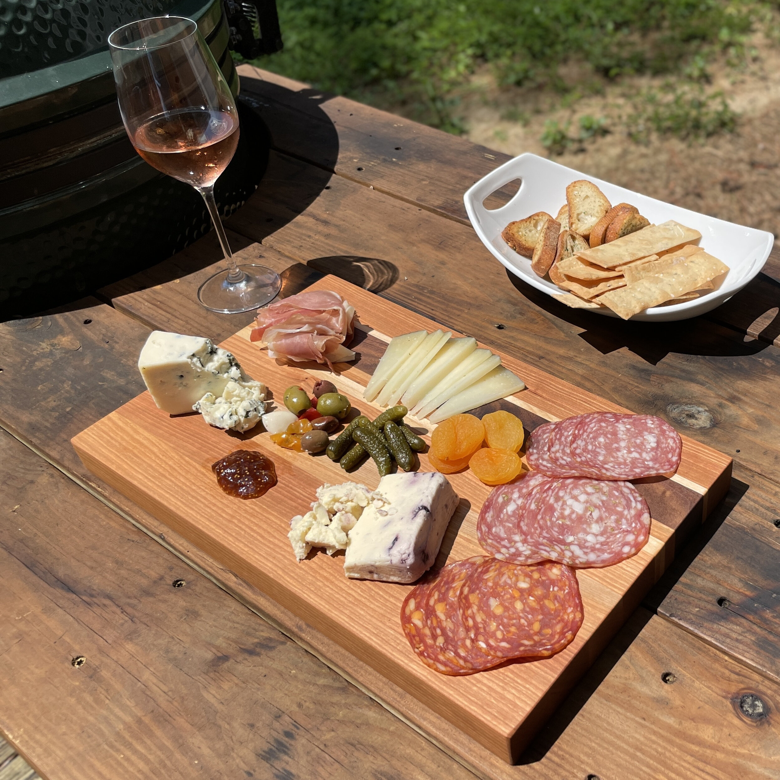 cherry walnut cutting board cheese board wine charcuterie