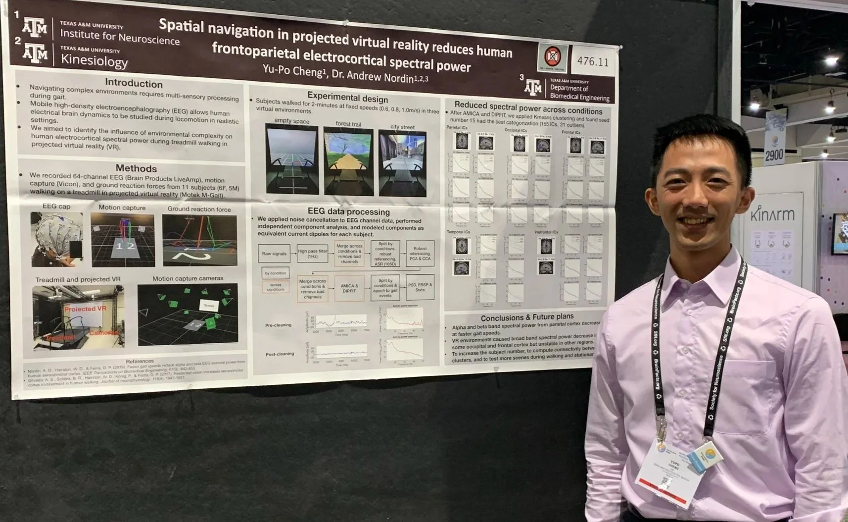Yu-Po Cheng presenting his research poster at the 2022 Society for Neuroscience Annual meeting in San Diego, California.