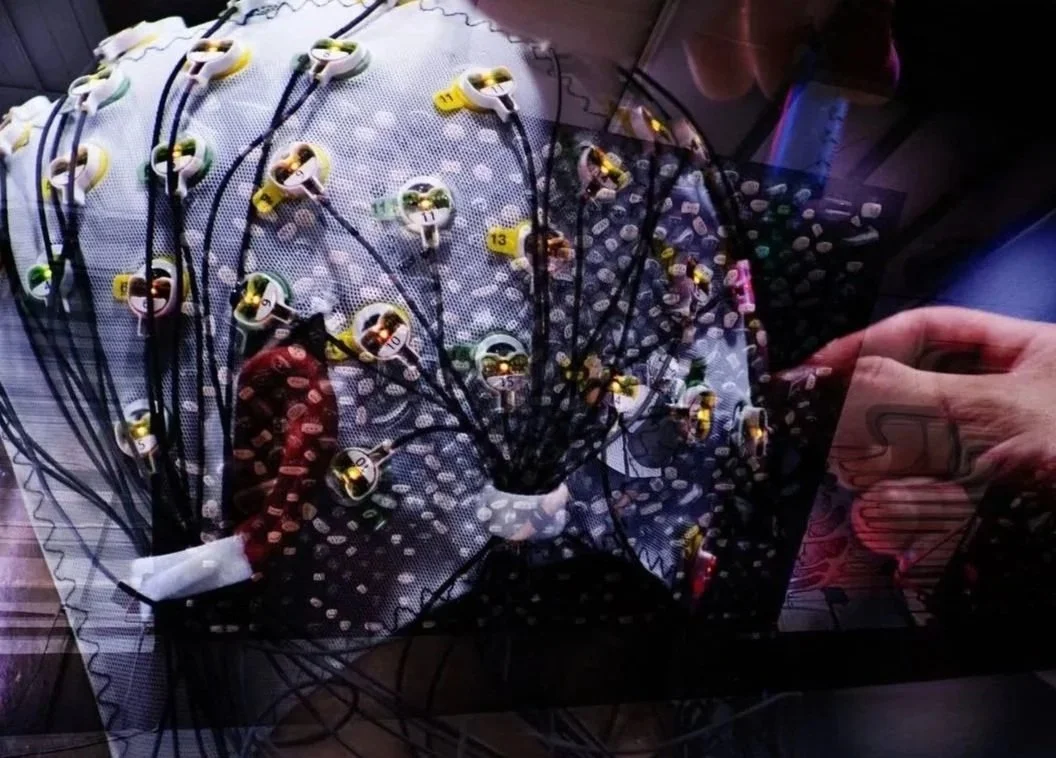 Participant preparation during summer 2026 EEG data collection. (image courtesy of Seth Allen)