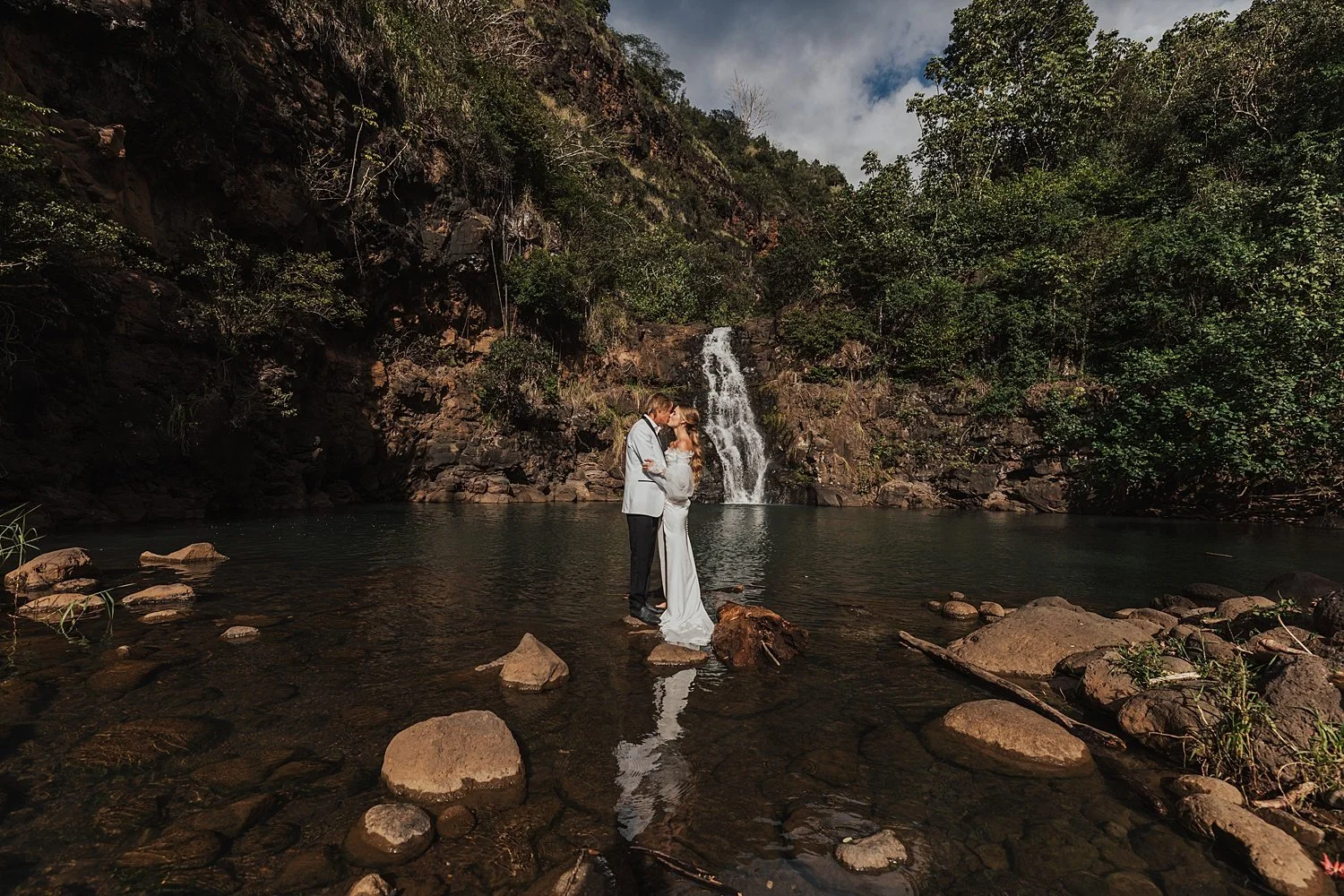 Waimea Valley Waterfall Editorial Wedding Inspiration | Oahu Hawaii Styled Shoot
