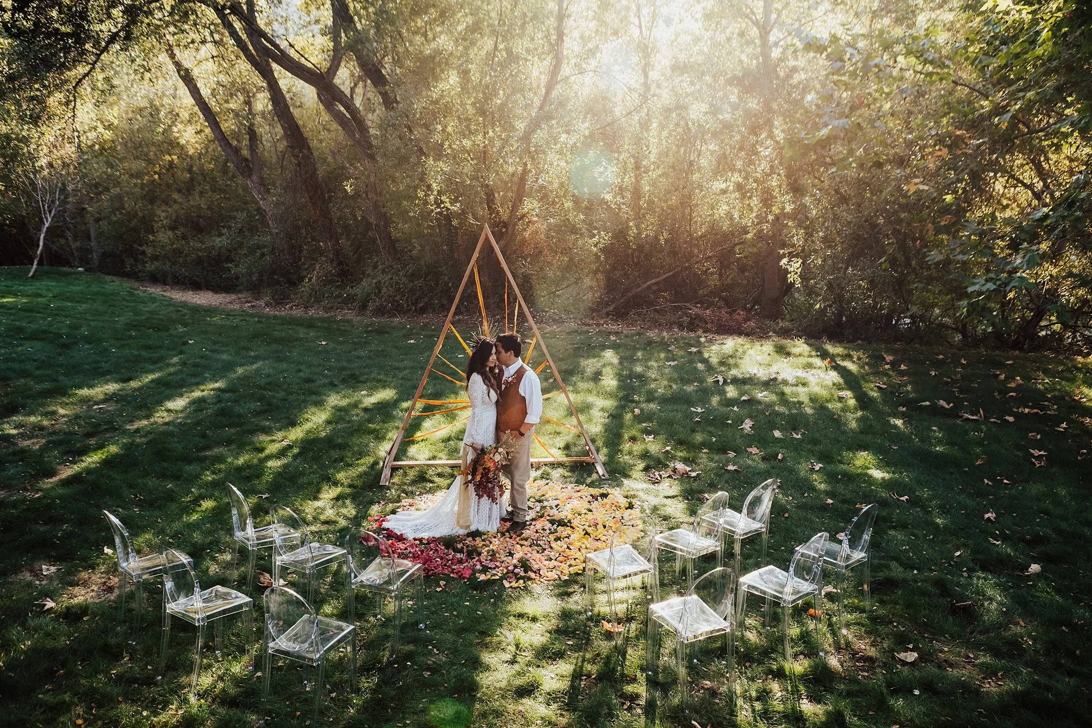     Romantic forest wedding portraits captured at The Holly Farms in Carmel Valley California