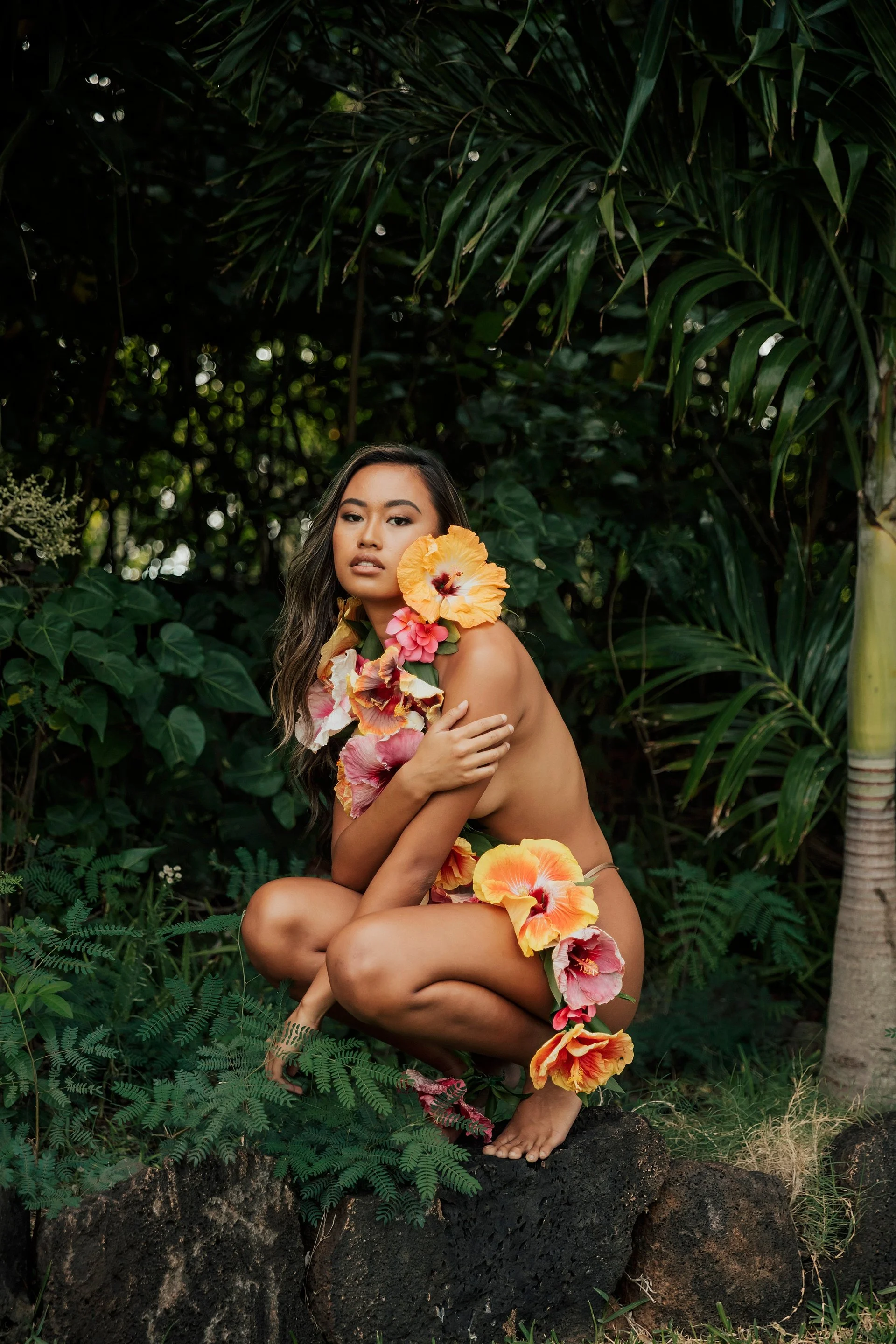     Fine art floral portrait captured on the beaches of Oahu Hawaii