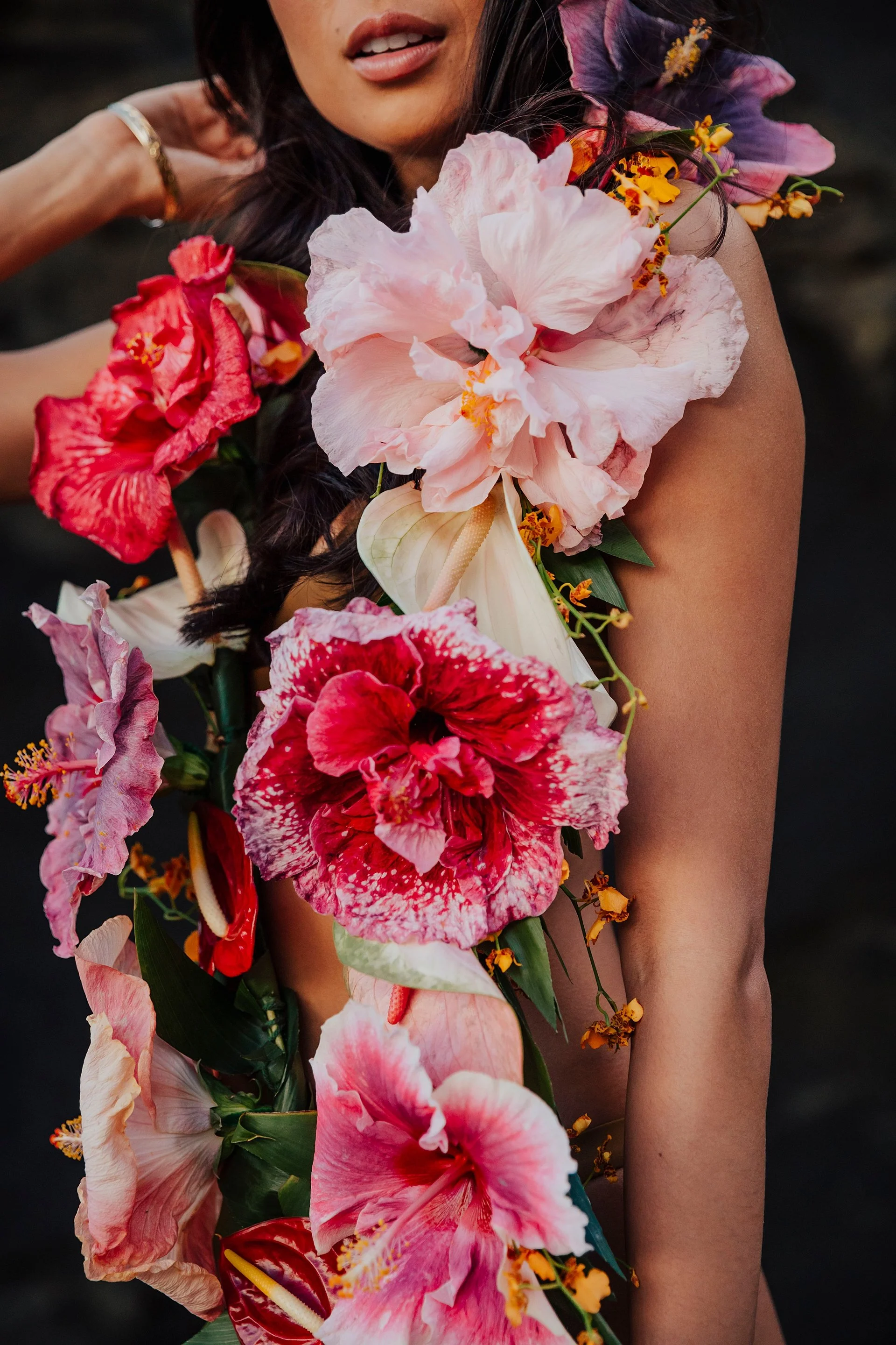 Editorial tropical goddess portrait captured on the beaches of Hawaii