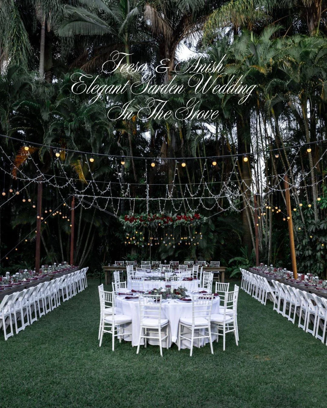 Teesa & Anish’s wedding was a stunning celebration of culture, colour and connection. 💍✨
Their outdoor garden ceremony led into a twilight reception under a canopy of string lights, surrounded by family, friends, and the peaceful beauty o