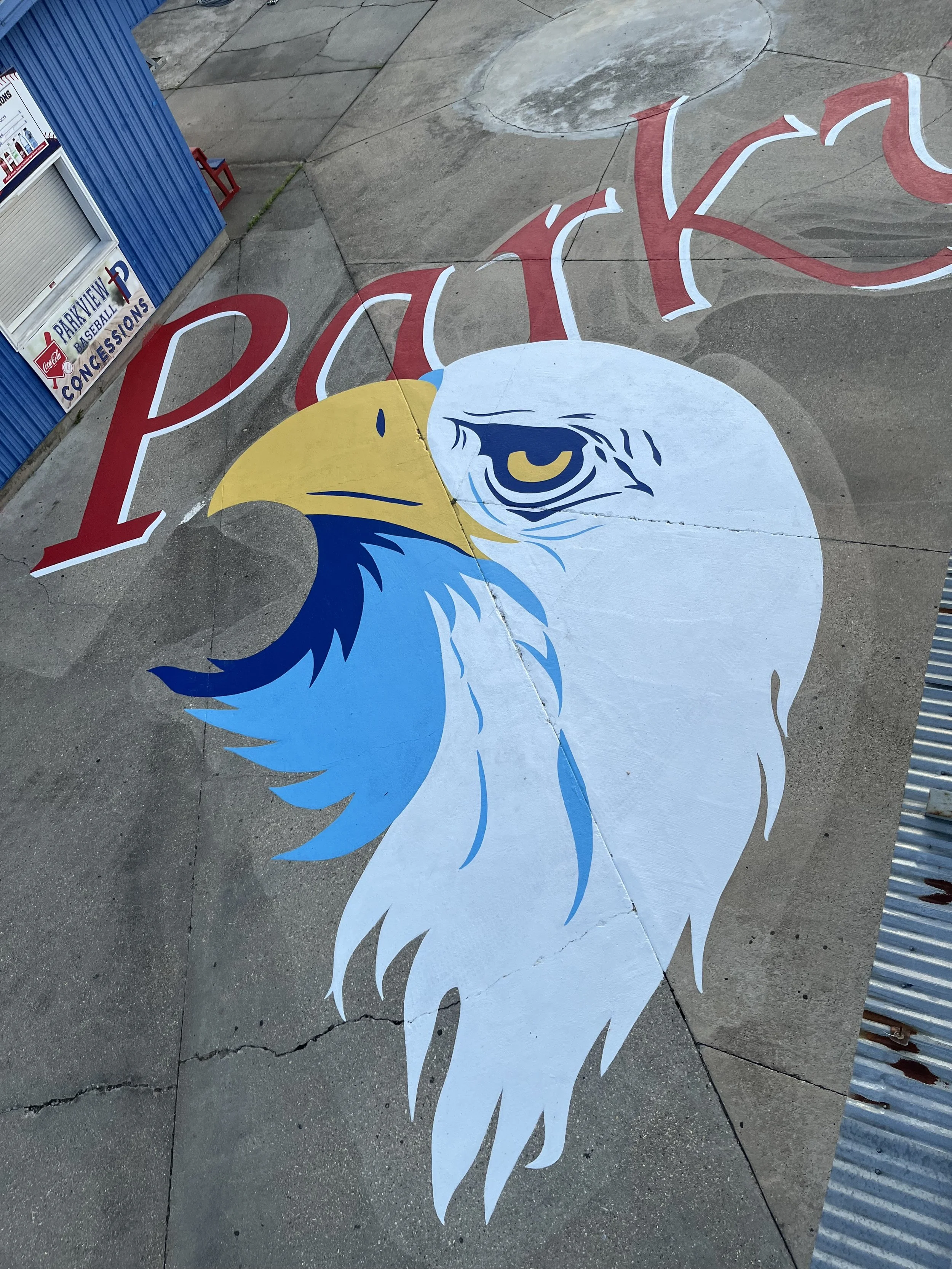 Restoration project for exterior ground mural at Parkview Baptist School in Baton Rouge 