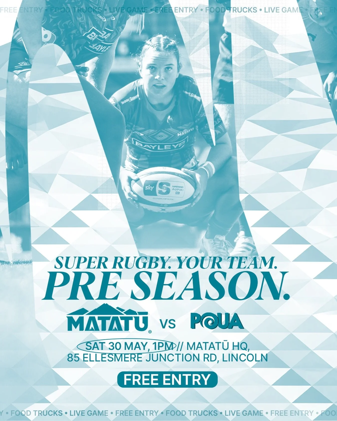 LIVE from Lincoln 🔥🔥

Get down to Matatū HQ for our first preseason game of the year vs the Hurricanes Poua!

- FREE ENTRY
- FOOD TRUCKS
- LIVE AUPIKI FOOTY

HOW GOOD!