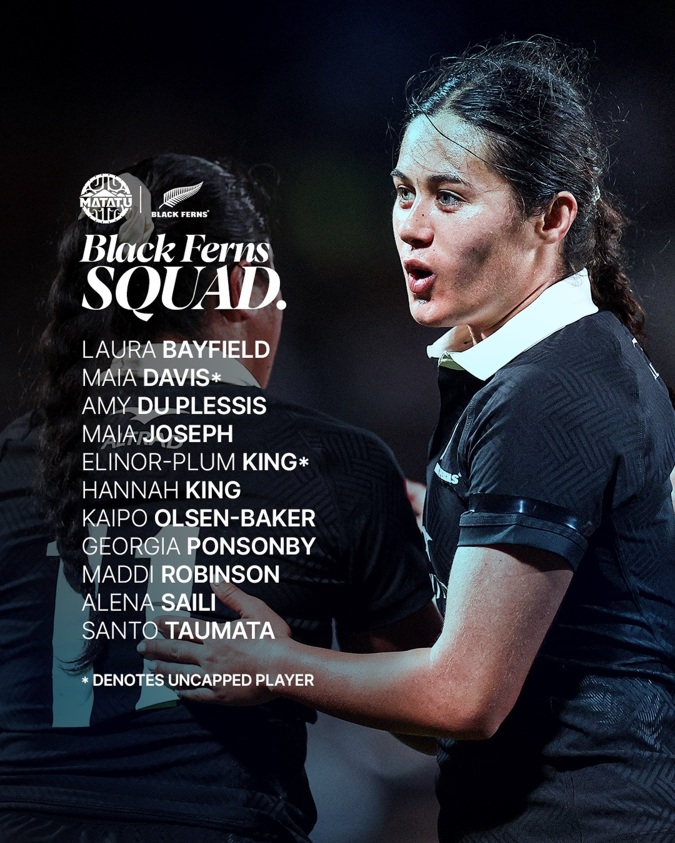 11 Matatū Athletes named in the Black Ferns EOY squad 🩵🤍

Debut selections for @elinorplumking &amp; @maiadaviss_ 🔥