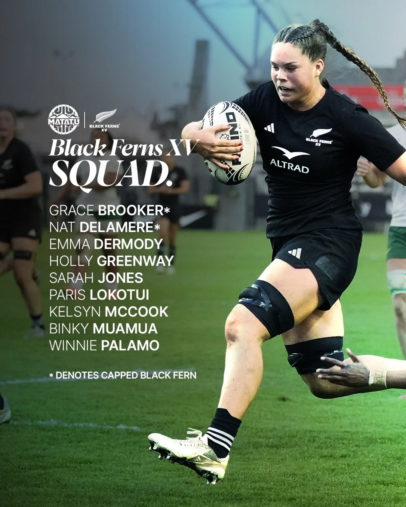 GOOD NEWS KEEPS COMING 🩵🤍

9 Matatū Athletes named in the Black Ferns XV squad 🔥