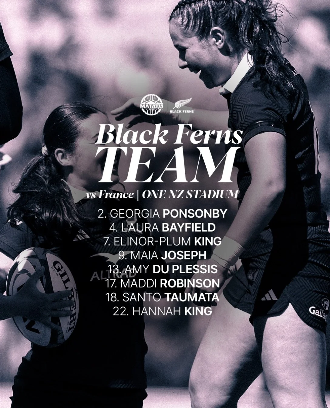 One Last Ride for the Black Ferns in 2026!

9 Matatū Players will run out this Saturday at Home in Christchurch 🩵🤍