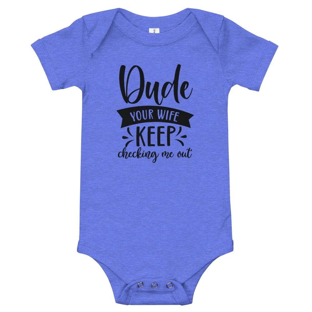 Baby Short Sleeve One Piece Heather Columbia Blue