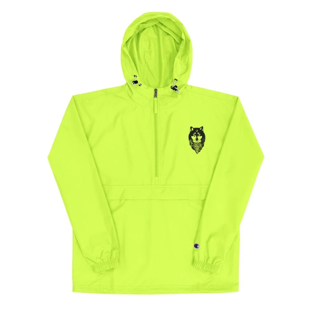 Unisex Embroidered Champion Packable Jacket Safety Green