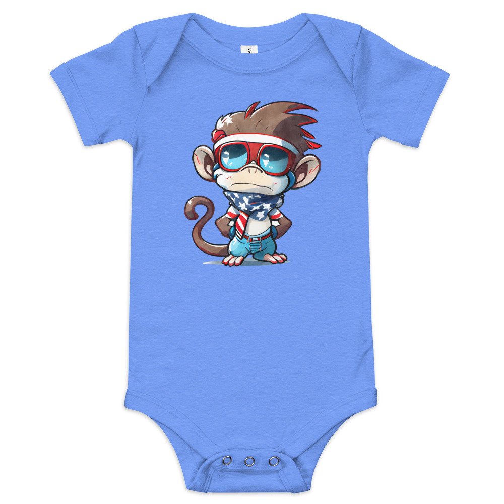 Baby Short Sleeve One Piece Heather Columbia Blue