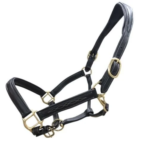 Softy Padded Anatomic Leather Halter WITH Engraved Plate