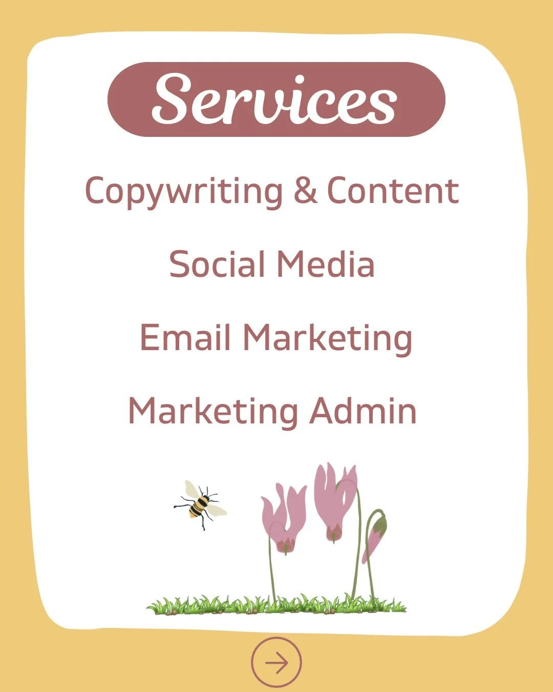 Are you a small business owner?
 
If it&rsquo;s a yes, we&rsquo;d love to hear from you.
 
We can help you:
 
⏰  free up time and energy
 🧠 lighten the mental load
✨  get creative with your marketing
 
To find out how, have a swipe through our servi