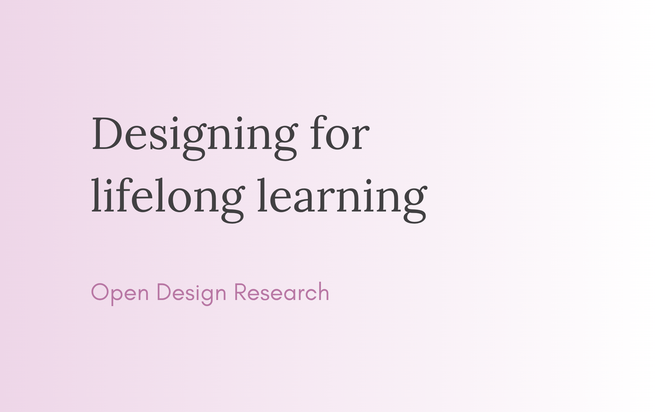 Designing for lifelong learning