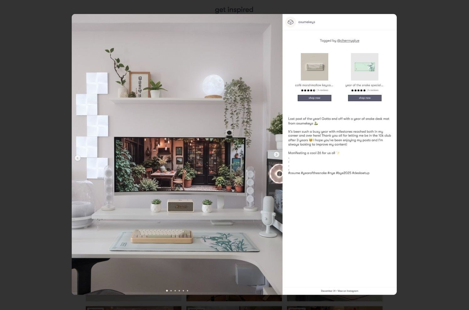 Shoppable Instagram post powered by Mintt - Instafeed, shown on the Osume storefront.