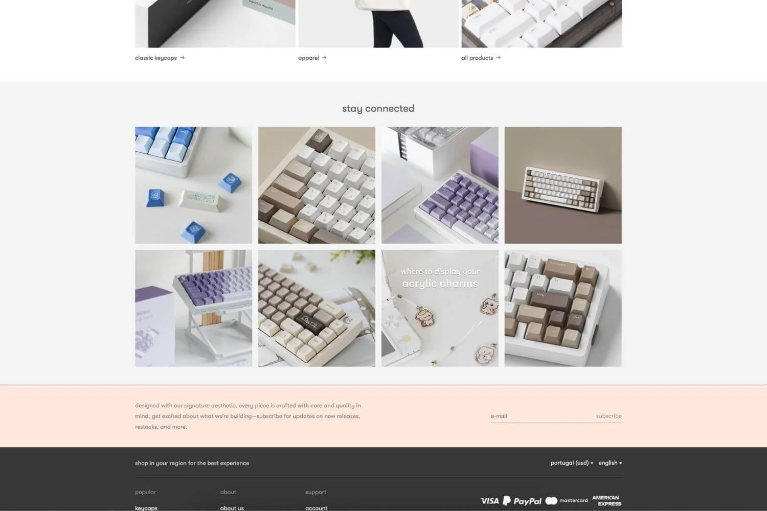 Osume homepage featuring an Instagram feed powered by Mintt - Instafeed.