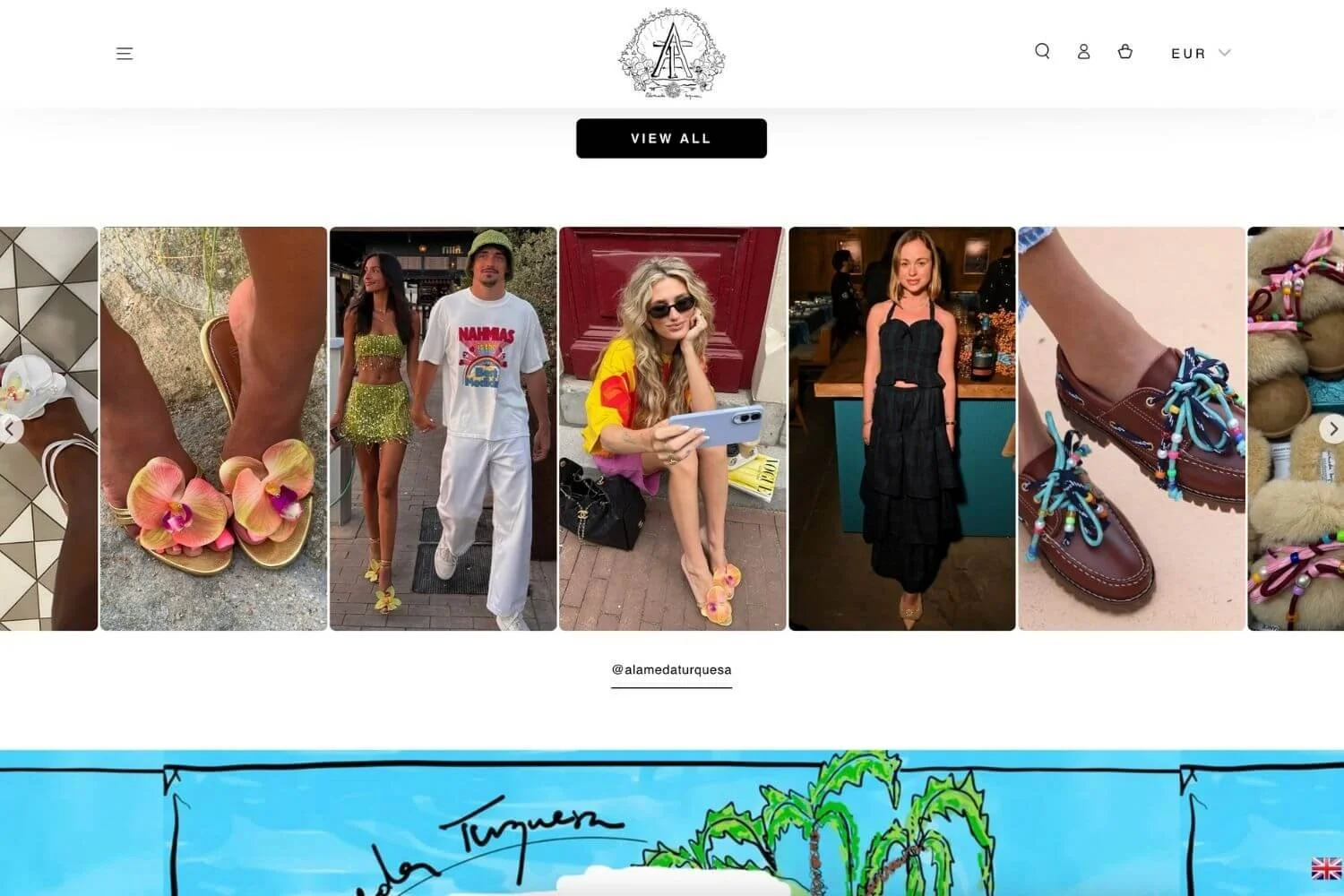 Instagram feed powered by Mintt - Instafeed, shown on the Alameda Turquesa storefront.