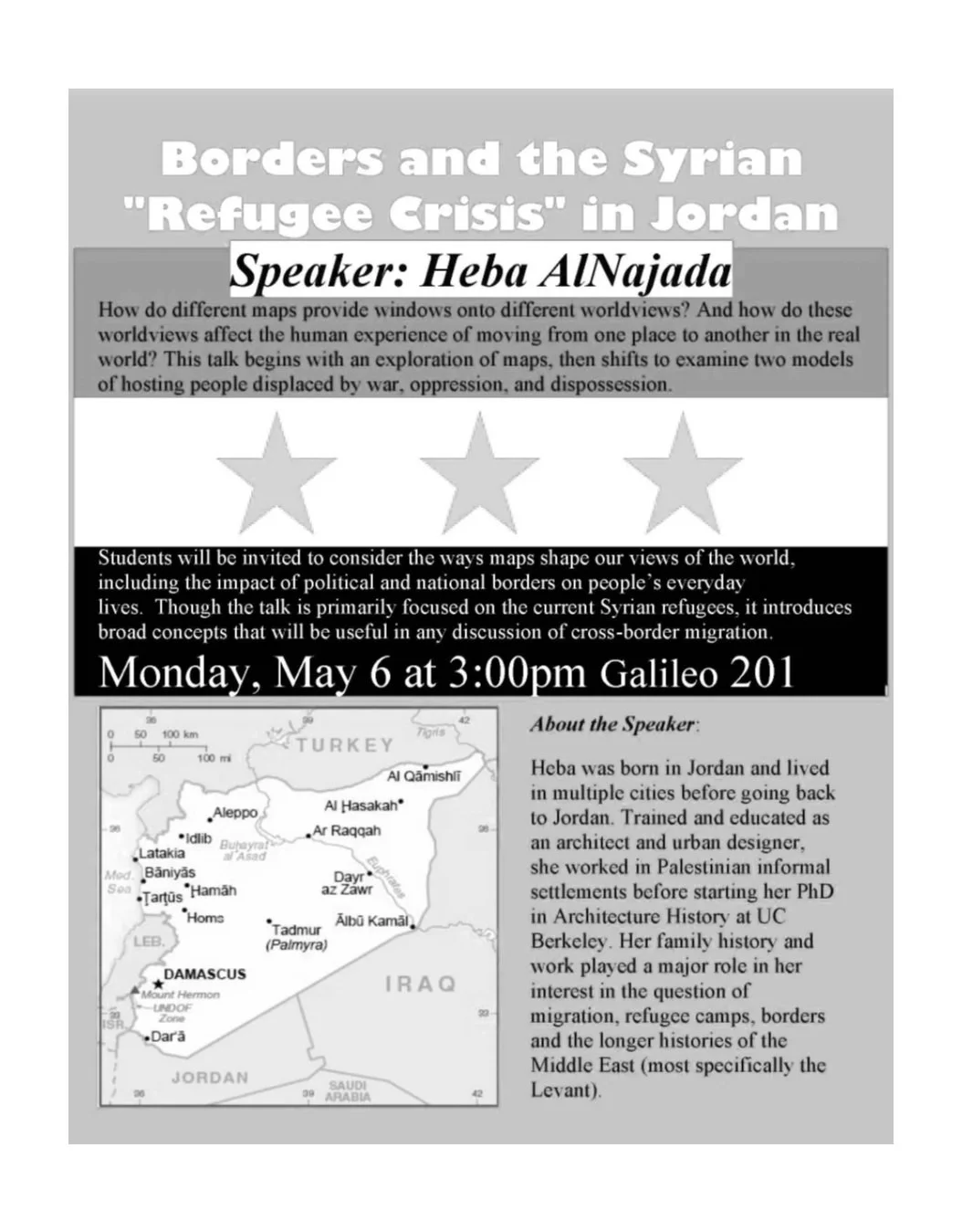 During my time in the Bay Area, I gave presentations geared to middle school and community college students (as part of the ORIAS speaker’s bureau, an established UC Berkeley initiative to help educators integrate global issues into their courses). M