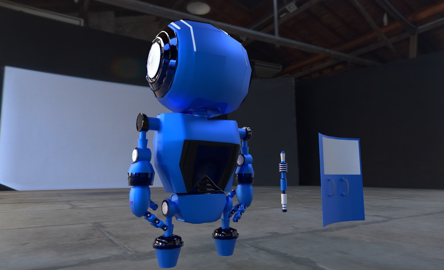 Here you can see the back of the robot with its batton and riot shield.