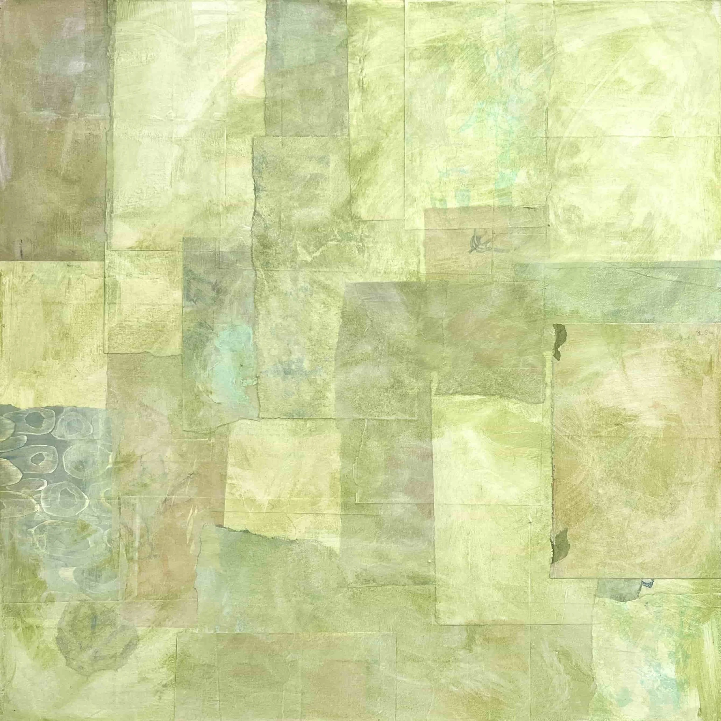 First layer of a collage shades of green papers