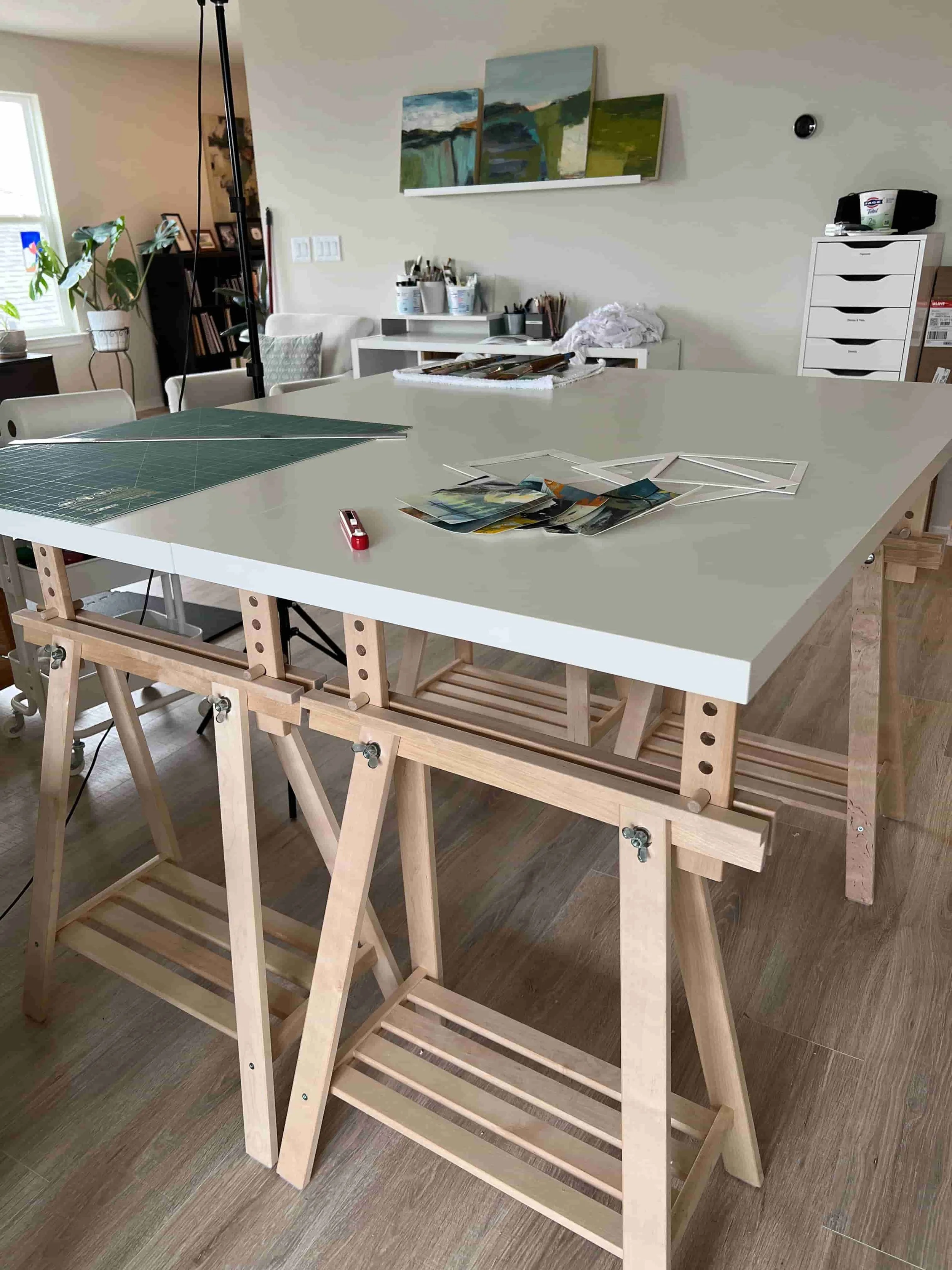Photo of a studio table made from Ikea parts