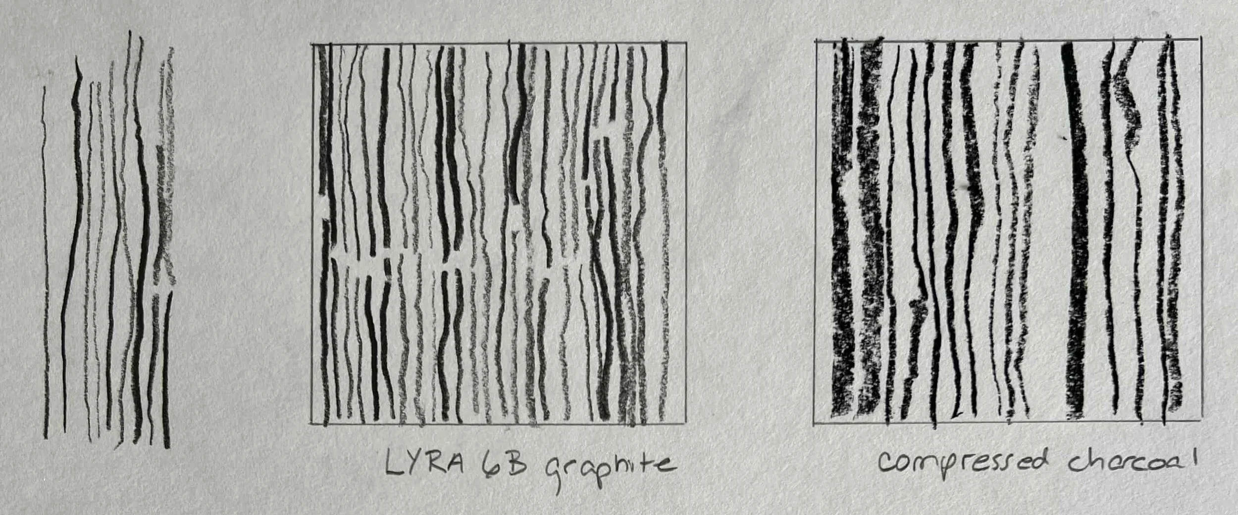 Photograph of a drawing with vertical lines.