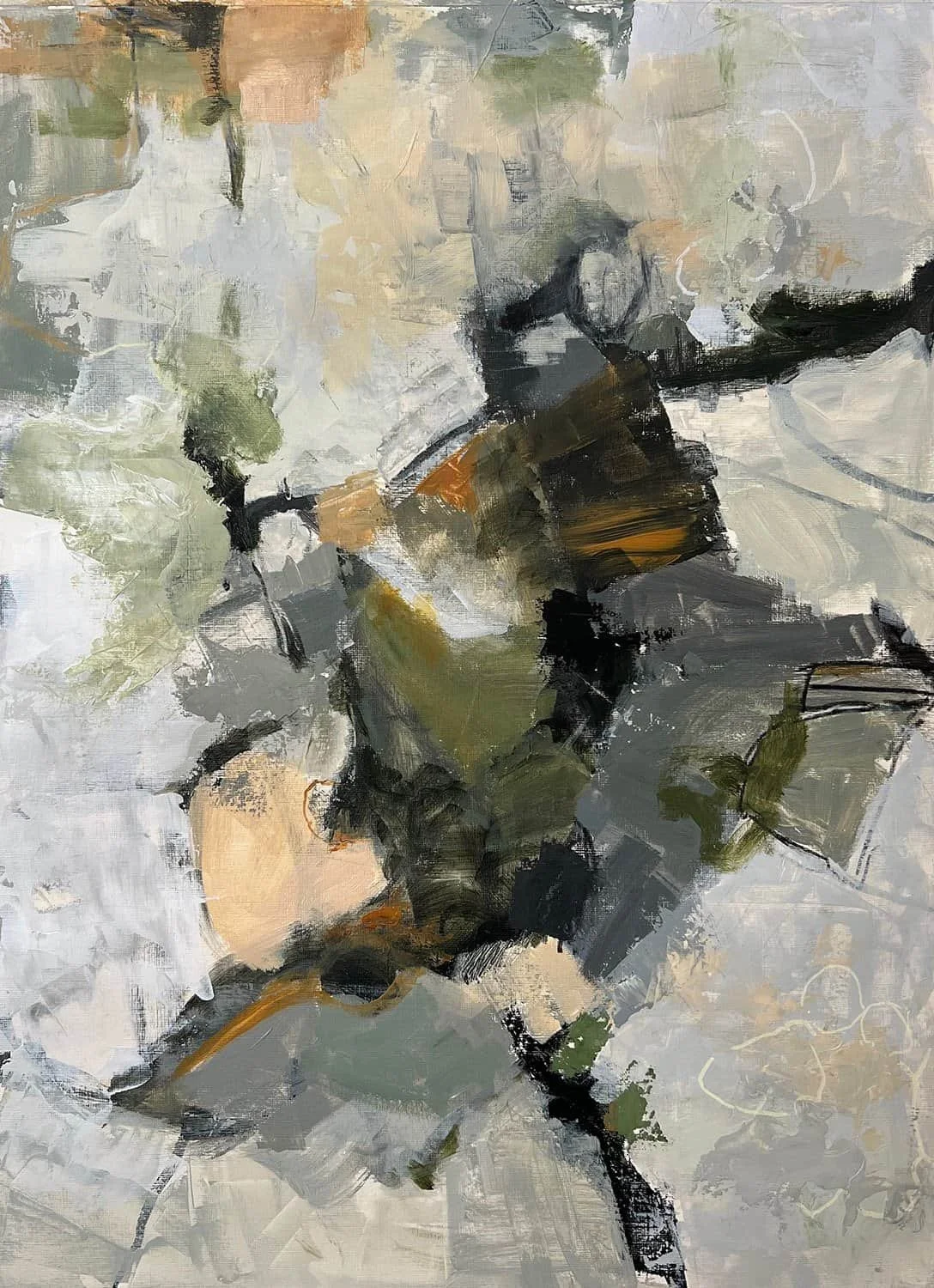 abstract painting green grey tan