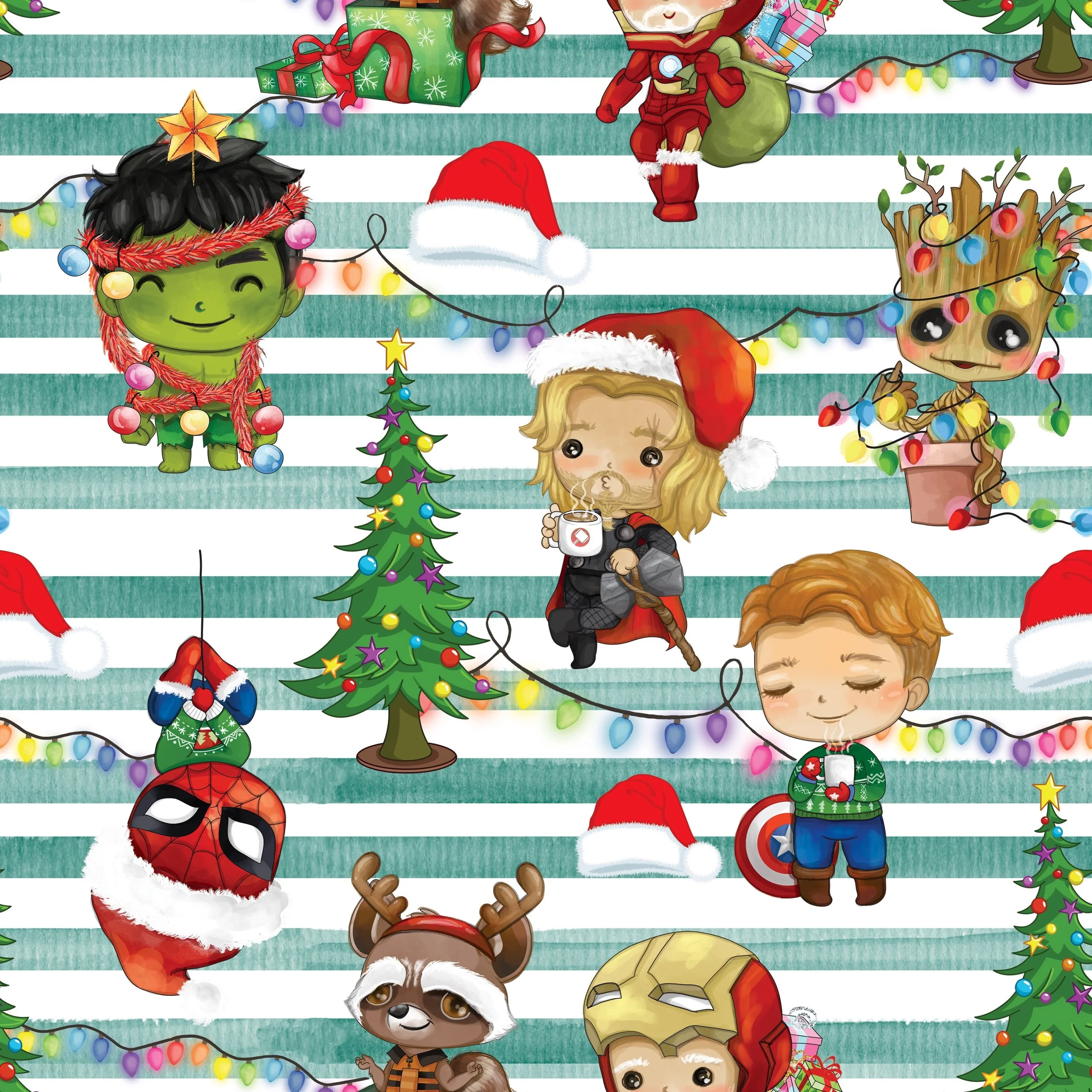 PREORDER - ROUND 29 - SCRUB TOP - 2001 CHRISTMAS AVENGERS