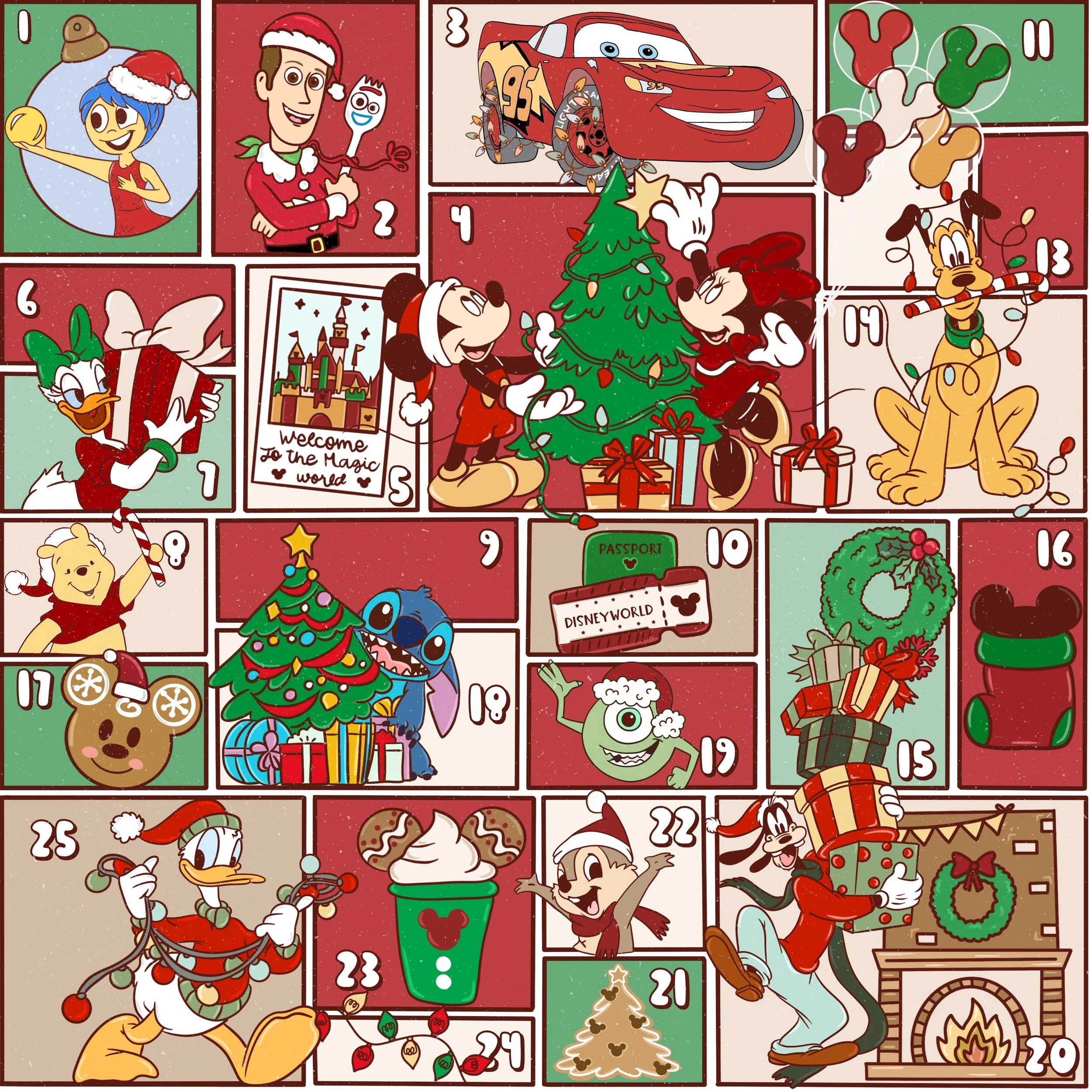 PREORDER - ROUND 31 - SCRUB TOP - 2076 DISNEY CHRISTMAS SQUARES
