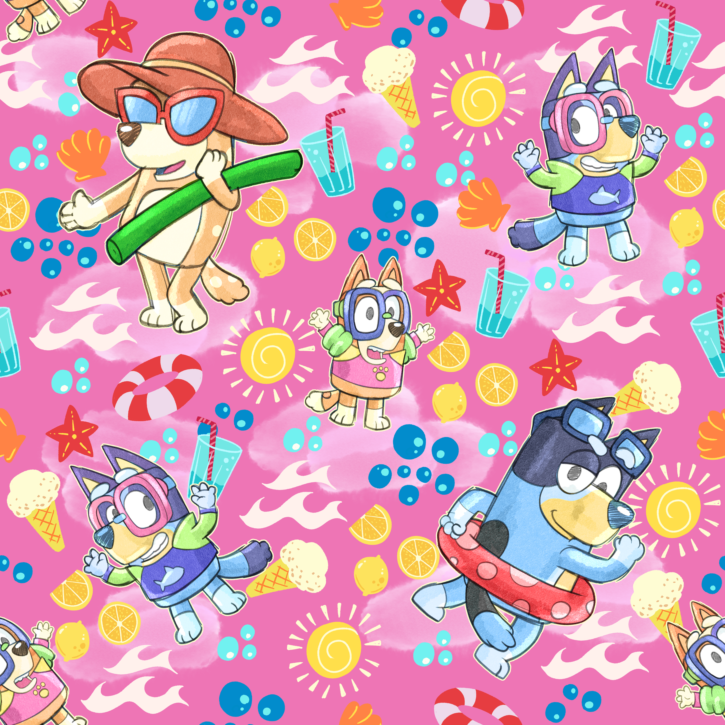 PREORDER - ROUND 31 - SCRUB TOP - 3211 VACATION BLUEY IN PINK