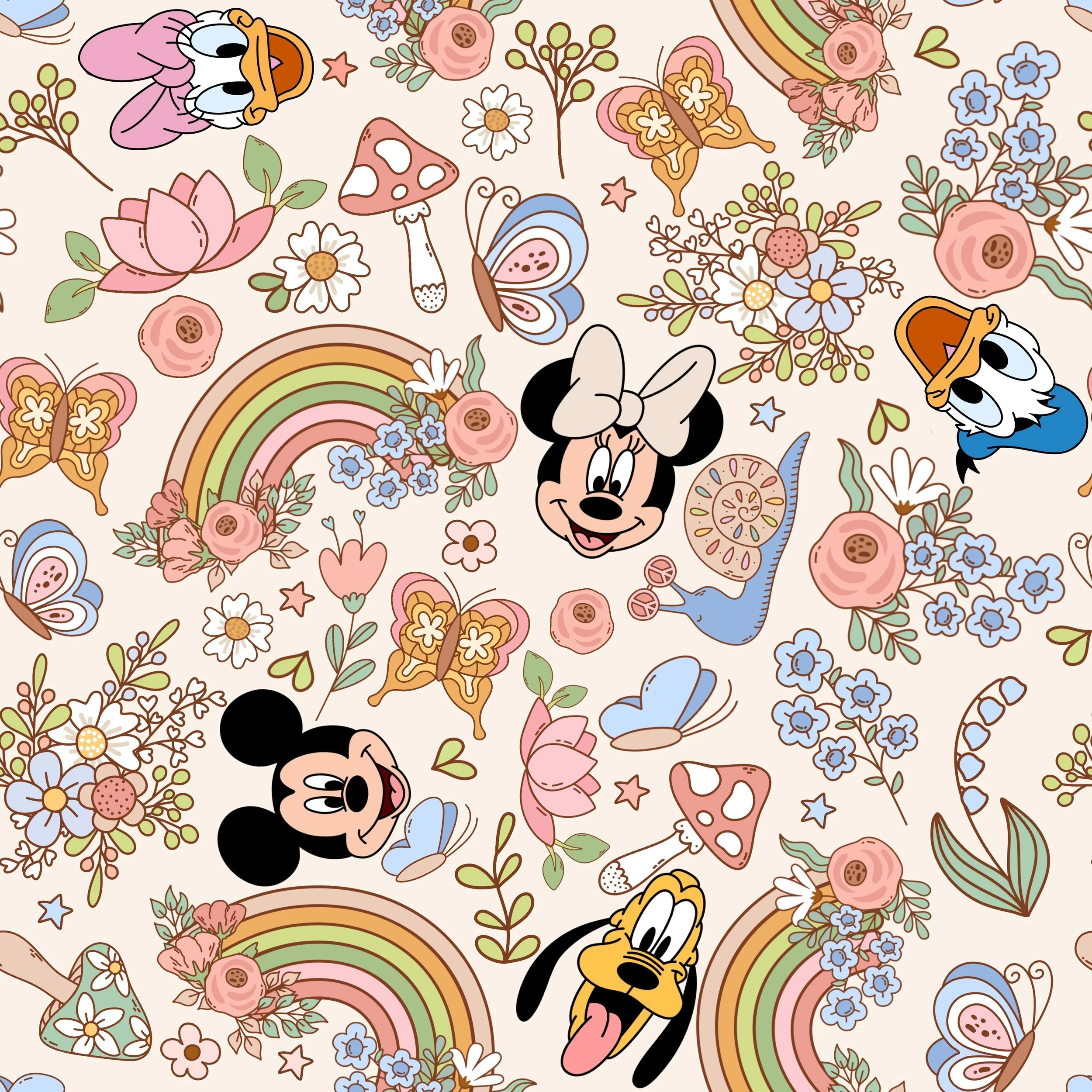 PREORDER - ROUND 31 - SCRUB TOP - 3219 FLORAL MICKEY CREW TOSS