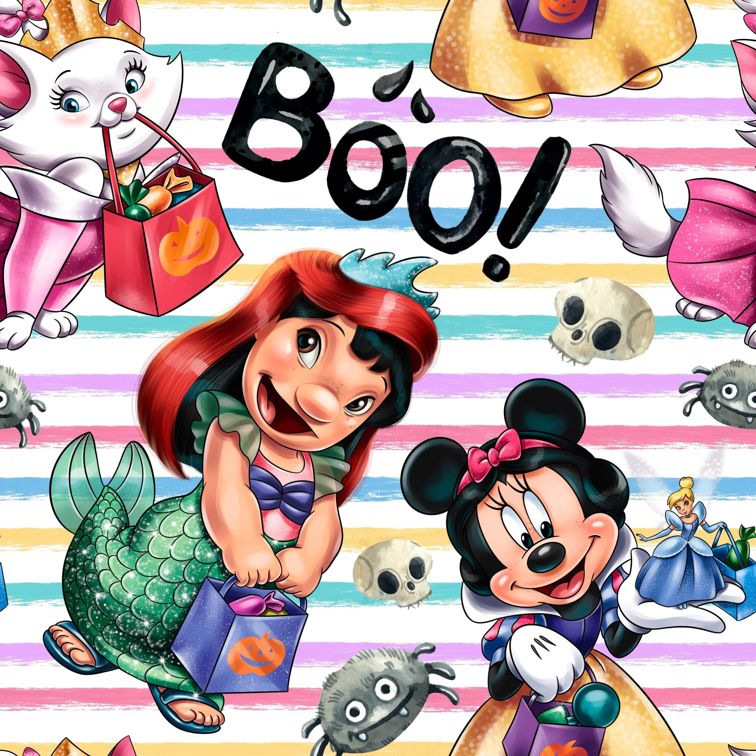 PREORDER - ROUND 31 - SCRUB TOP - 1535 GIRLY HALLOWEEN