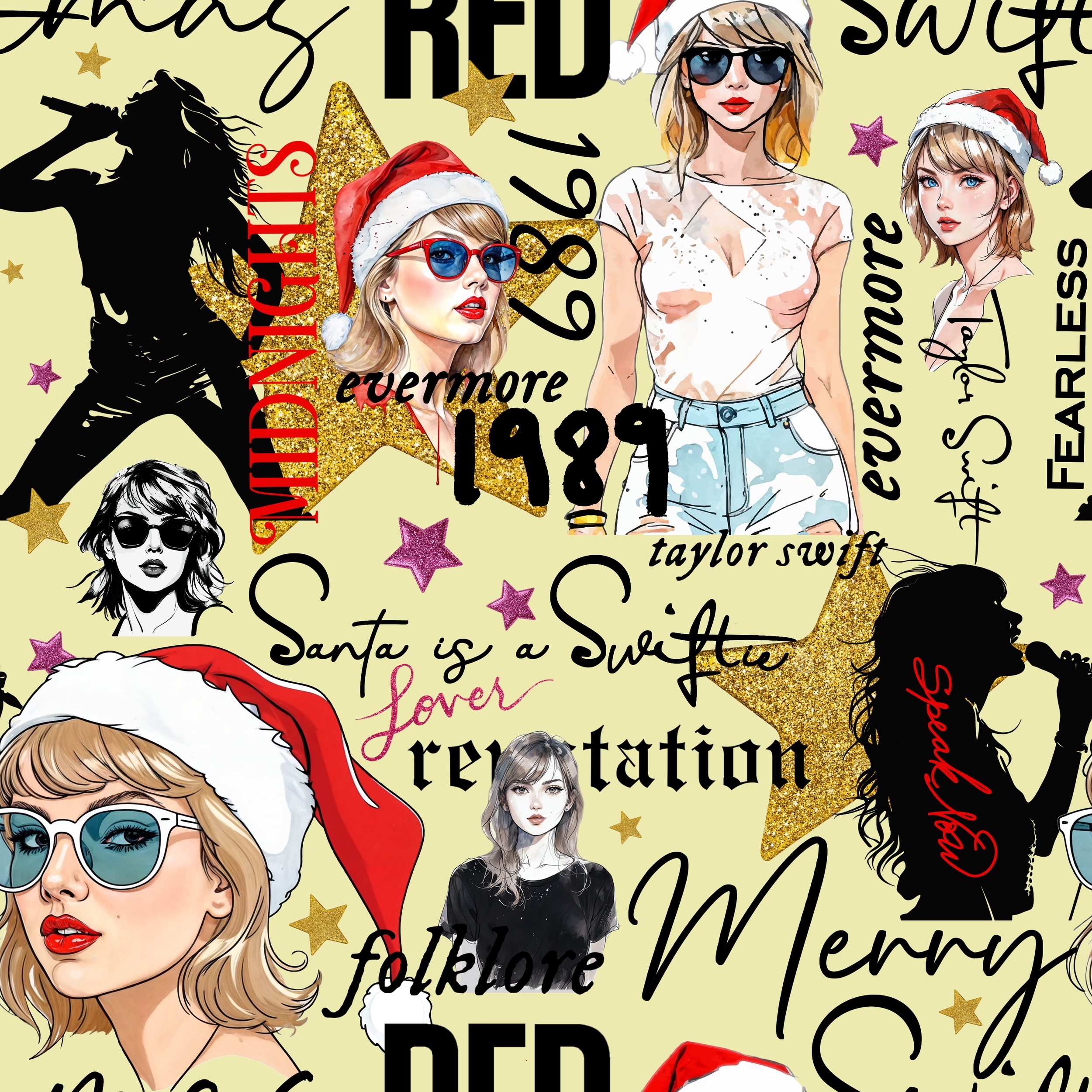 PREORDER - ROUND 31 - SCRUB TOP - 2061 A TAYLOR SWIFT CHRISTMAS YELLOW