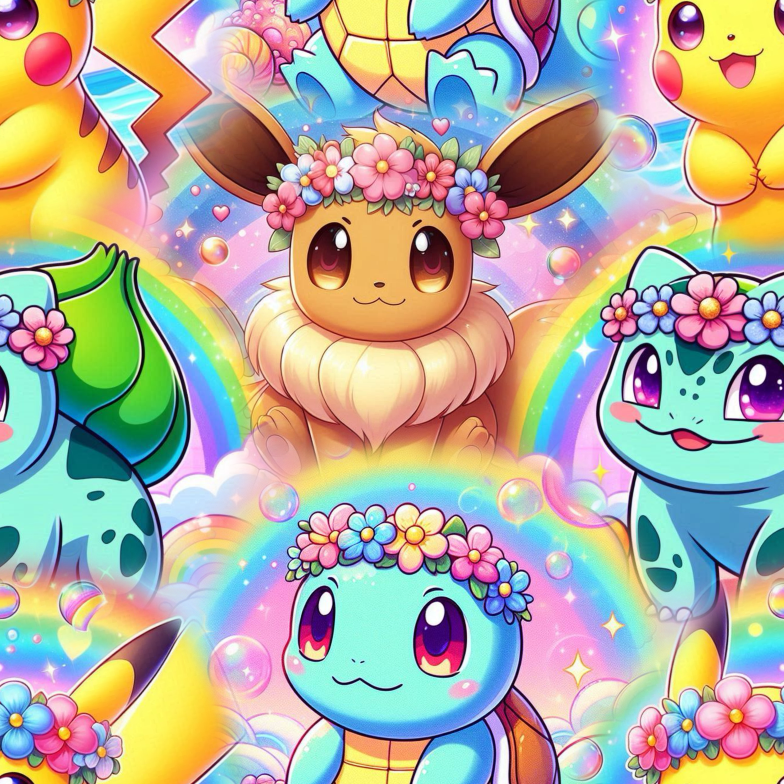PREORDER - ROUND 31 - SCRUB TOP - 3284 FLORAL POKEMON