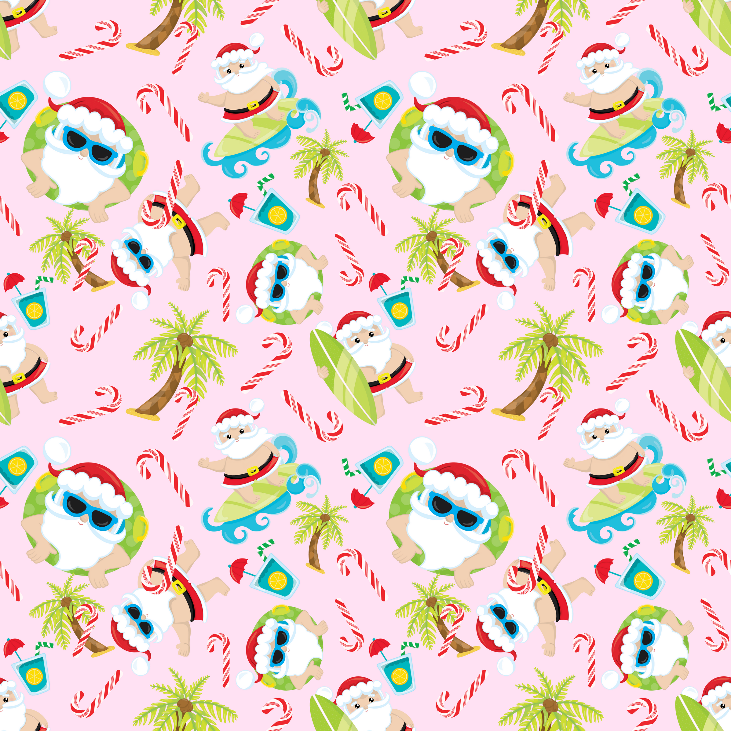 PREORDER - ROUND 29 - SCRUB TOP - 2029 SURFING SANTA