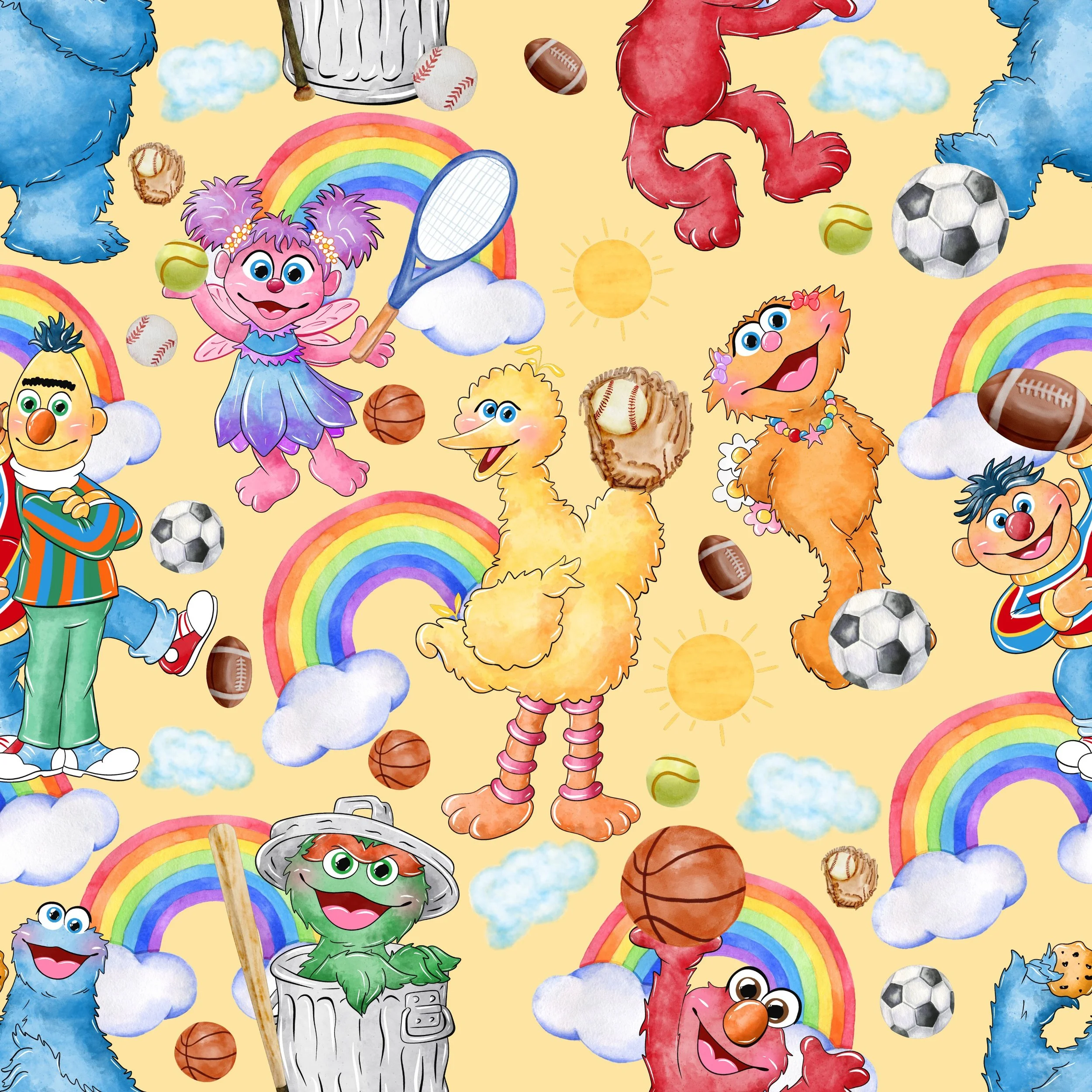 PREORDER - ROUND 30 - SCRUB TOP - 3259 SESAME STREET RAINBOWS