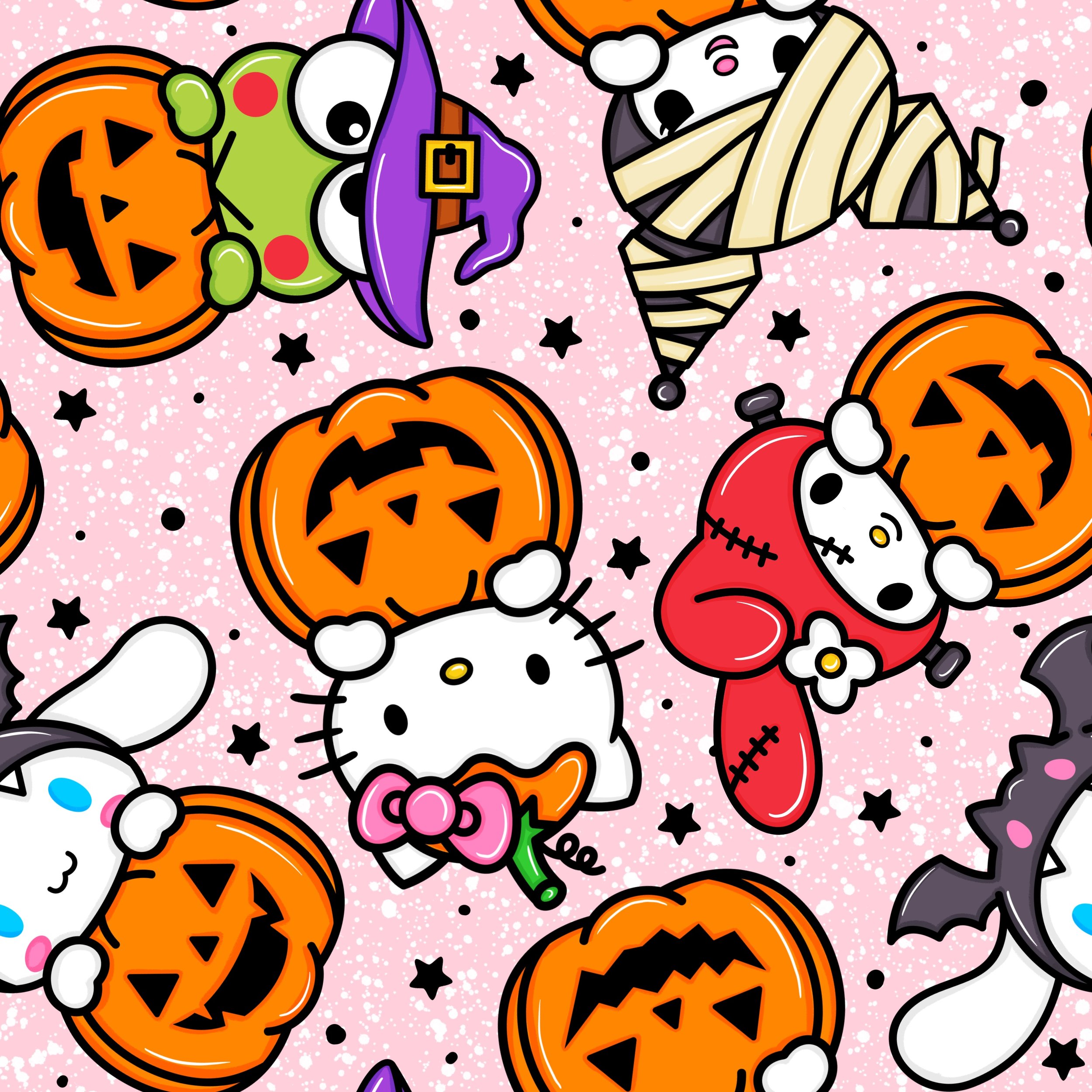 PREORDER - ROUND 30 - SCRUB TOP - 1548 HELLO KITTY HALLOWEEN