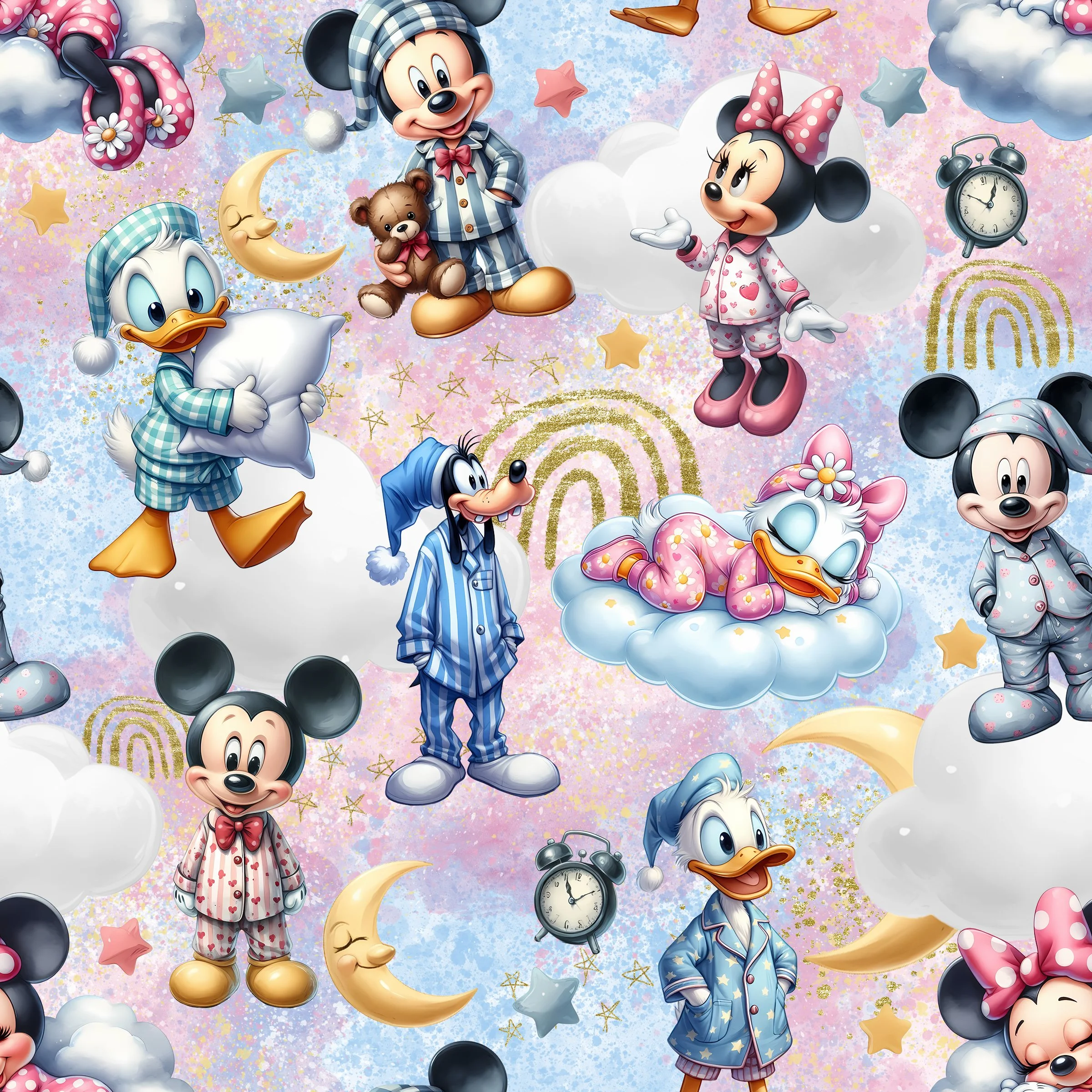 PREORDER - ROUND 30 - SCRUB TOP - 3252 NIGHT TIME MICKEY CREW