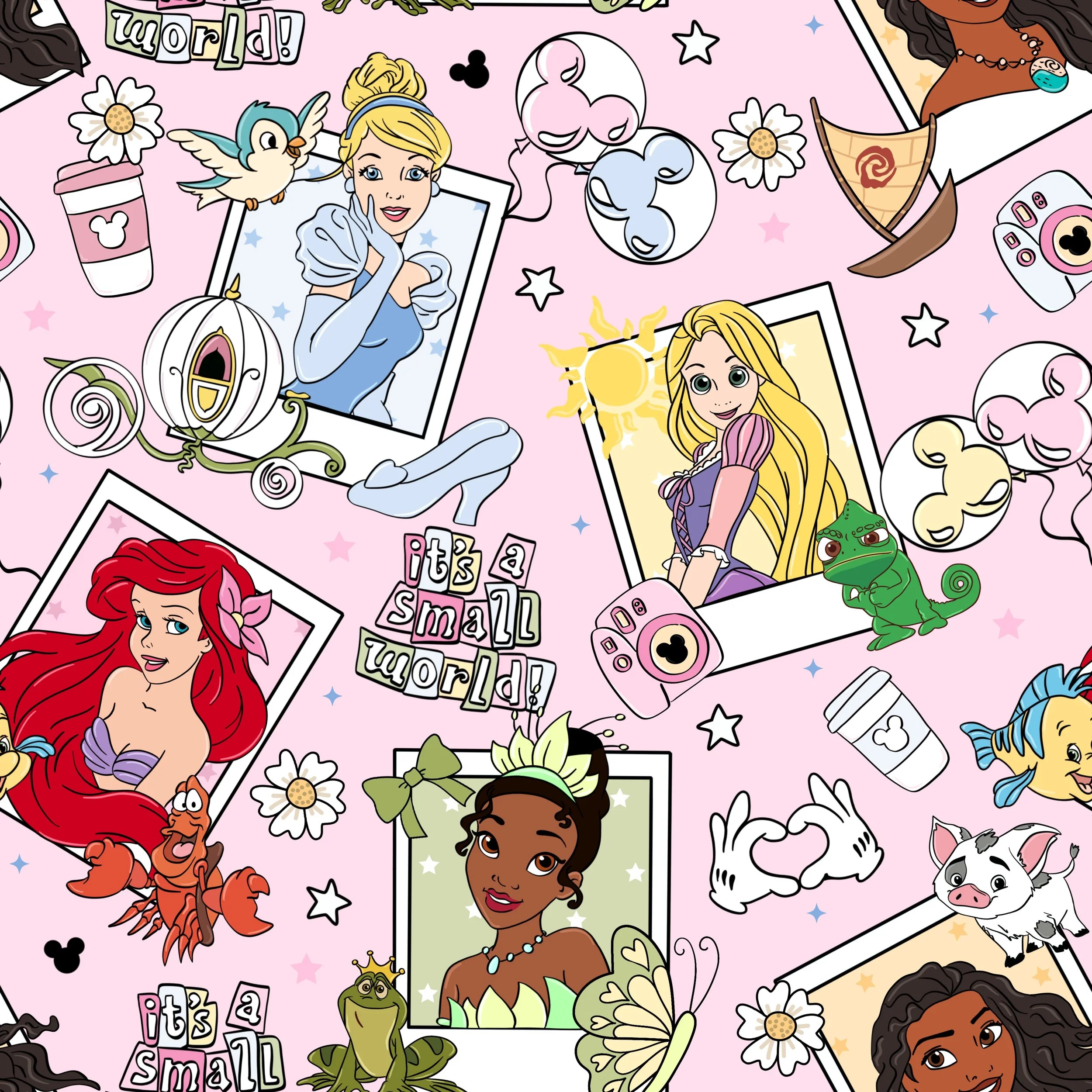 PREORDER - ROUND 31 - SCRUB TOP - 3267 ITS A SMALL WORLD PRINCESSES