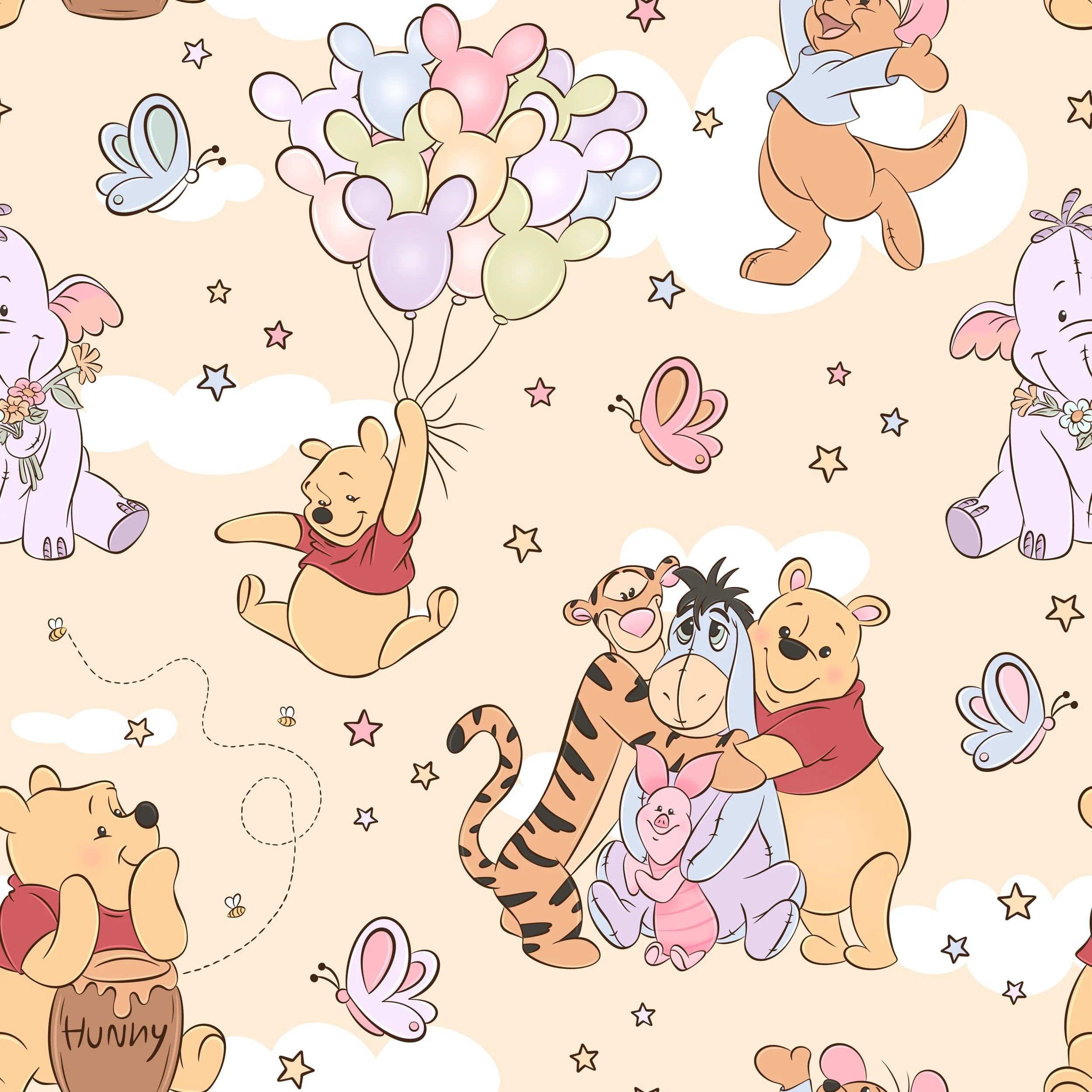 PREORDER - ROUND 29 - SCRUB TOP - 3235 WINNIE CREW BALLOONS