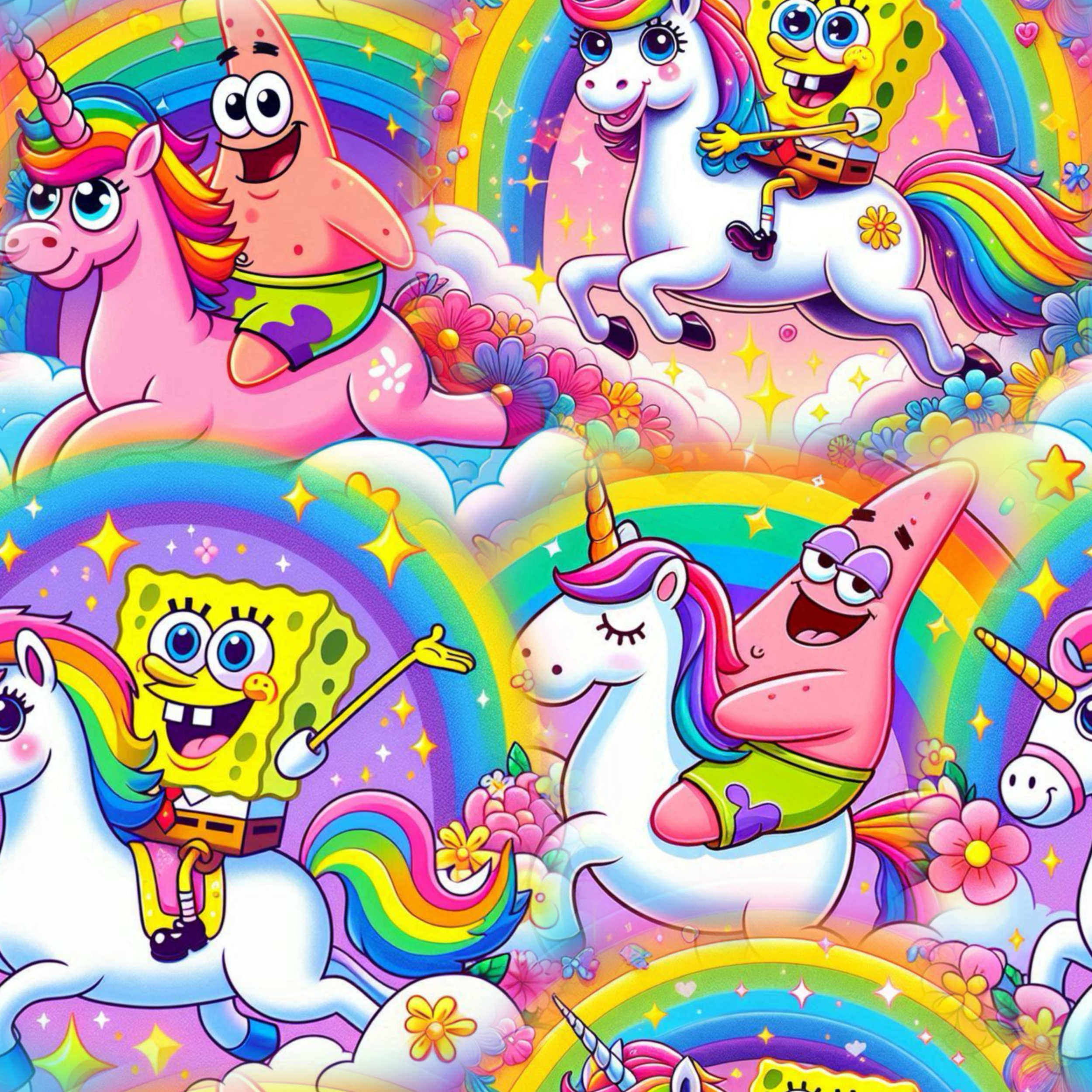 PREORDER - ROUND 31 - SCRUB TOP - 3289 RAINBOW SPONGEBOB
