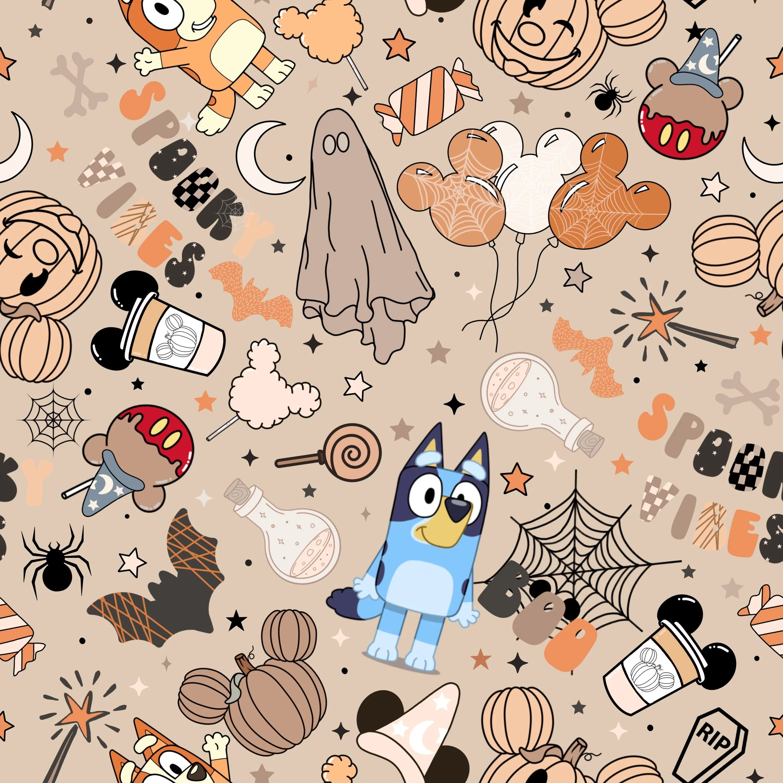 PREORDER - ROUND 31 - SCRUB TOP - 1517 HALLOWEEN BLUEY